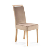 Scaun CLARION, maro/stejar, stofa catifelata/lemn, 42x58x97 cm