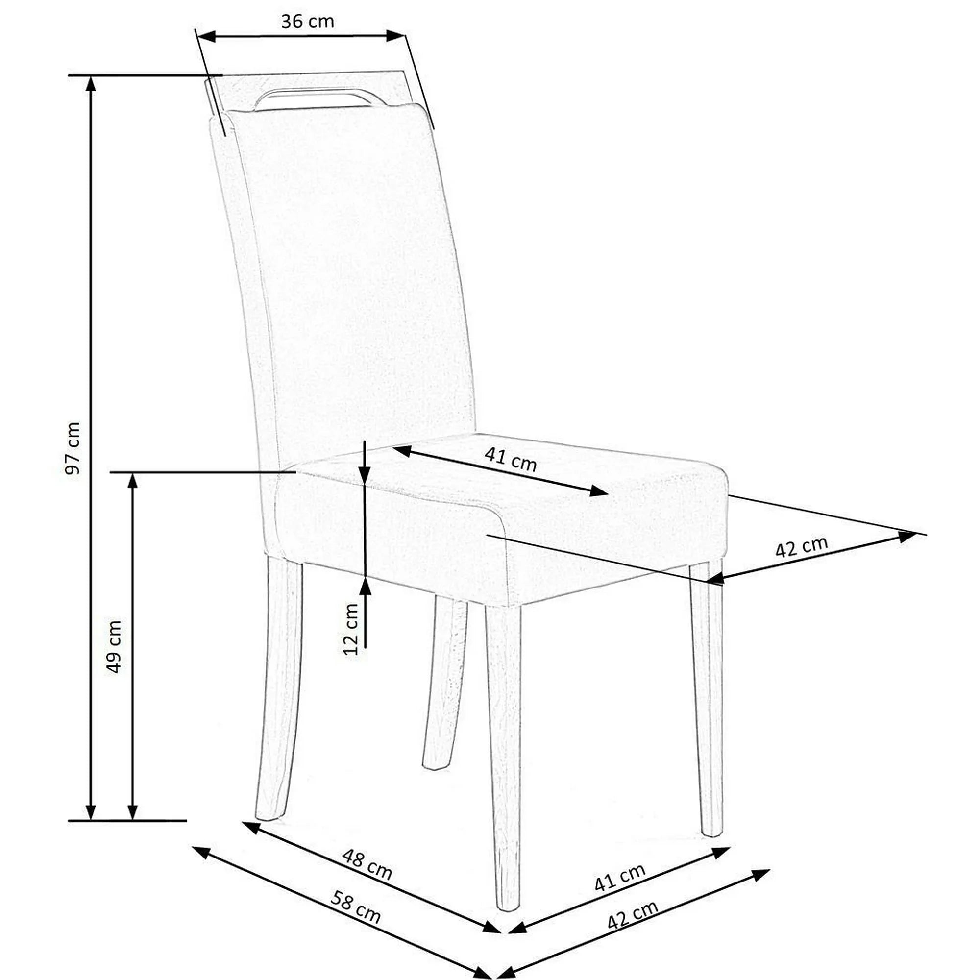 Scaun CLARION, verde/stejar, stofa catifelata/lemn, 42x58x97 cm