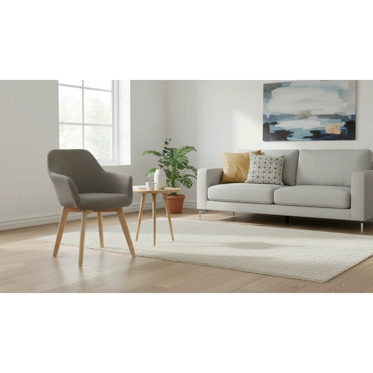 Scaun CLORIN NEW, grej/fag, tesatura/lemn, 56x60x82 cm