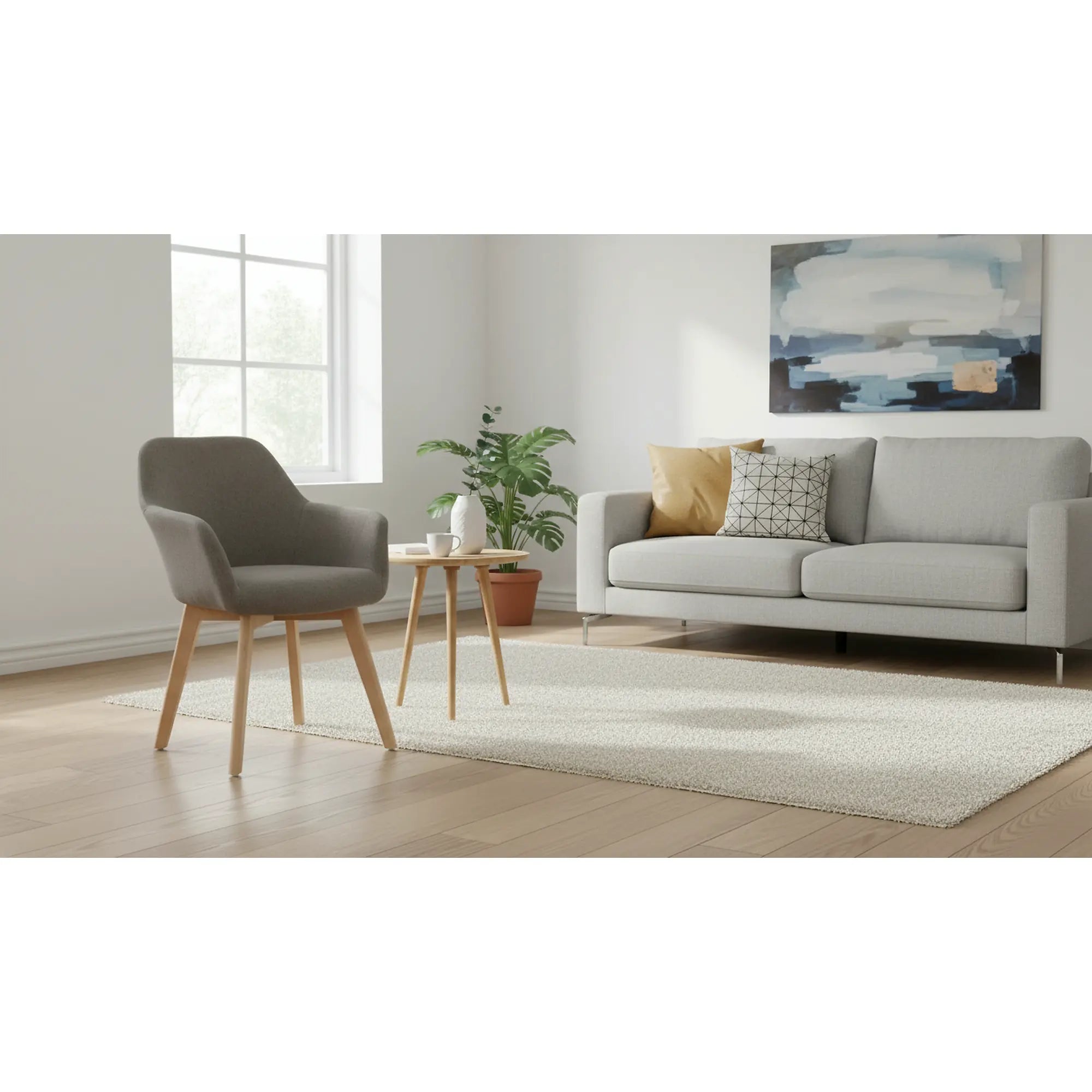 Scaun CLORIN NEW, grej/fag, tesatura/lemn, 56x60x82 cm