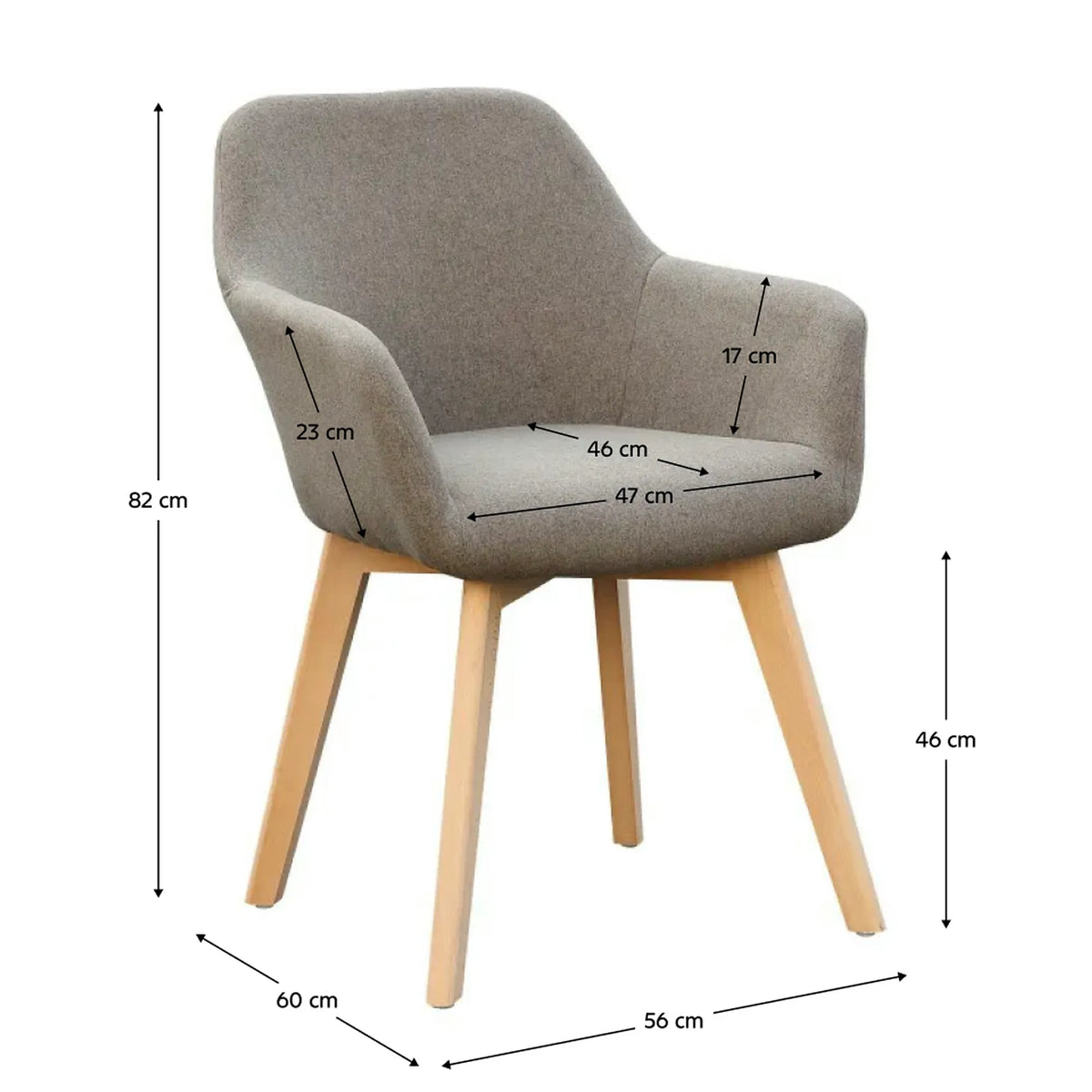 Scaun CLORIN NEW, grej/fag, tesatura/lemn, 56x60x82 cm