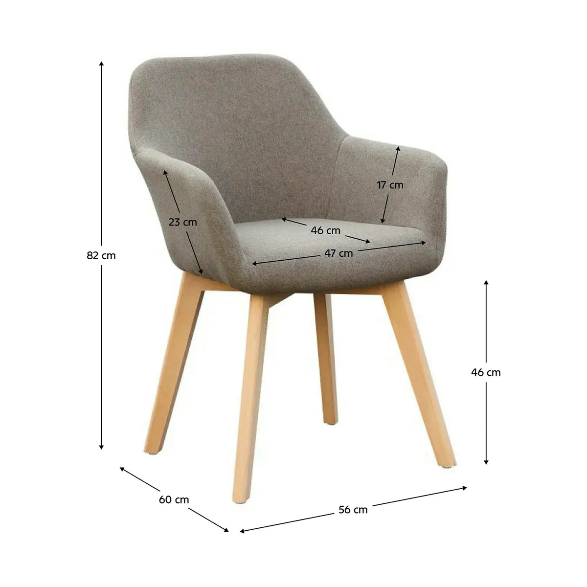 Scaun CLORIN NEW, grej/fag, tesatura/lemn, 56x60x82 cm