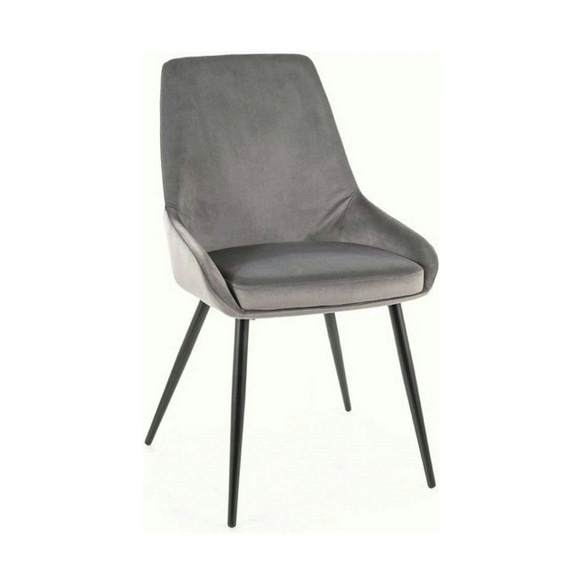 Scaun COBE, stofa catifelata gri/negru, 49x43x85 cm
