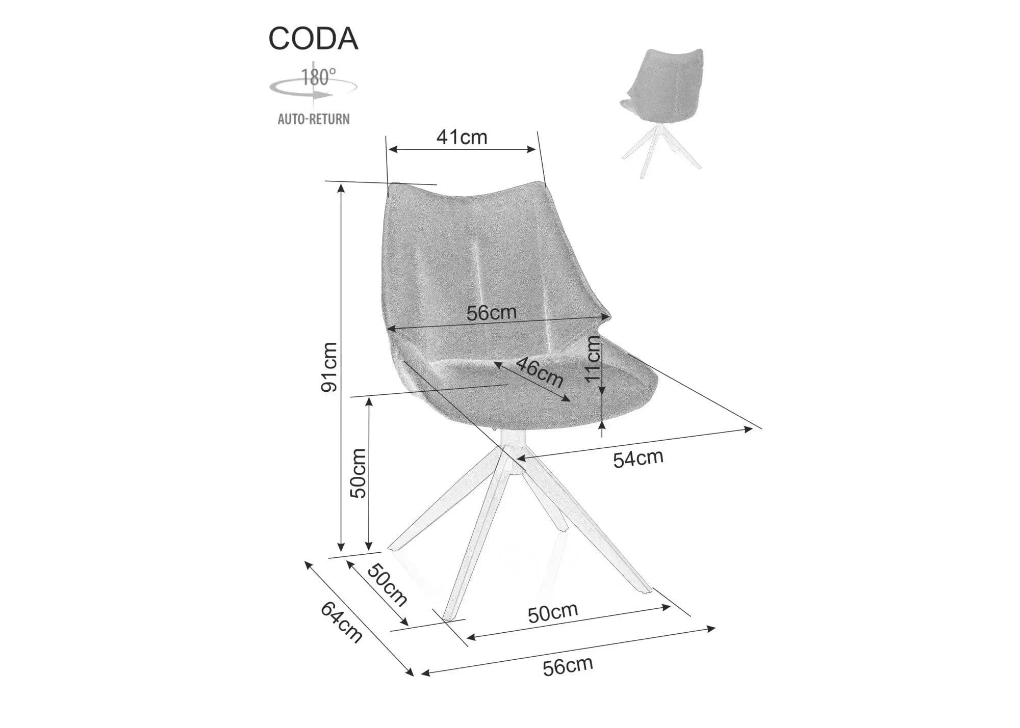 Scaun CODA, gri inchis - Brego 18, stofa clasica/metal, 56x46x91 cm