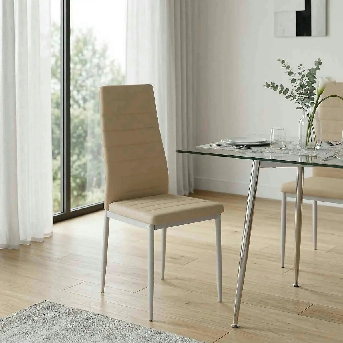 Scaun COLETA NOVA, bej/gri, piele ecologica/metal, 41x49x96 cm