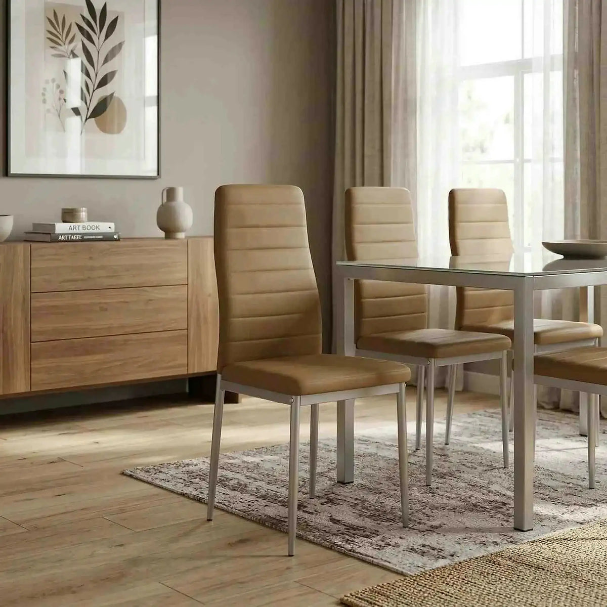 Scaun COLETA NOVA, caramel/gri, piele ecologica/metal, 41x49x96 cm