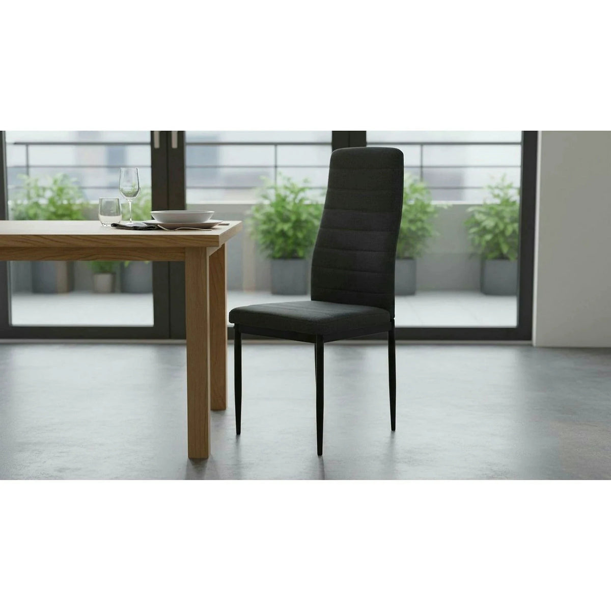 Scaun COLETA NOVA, gri inchis/negru, textil/metal, 41x49x96 cm