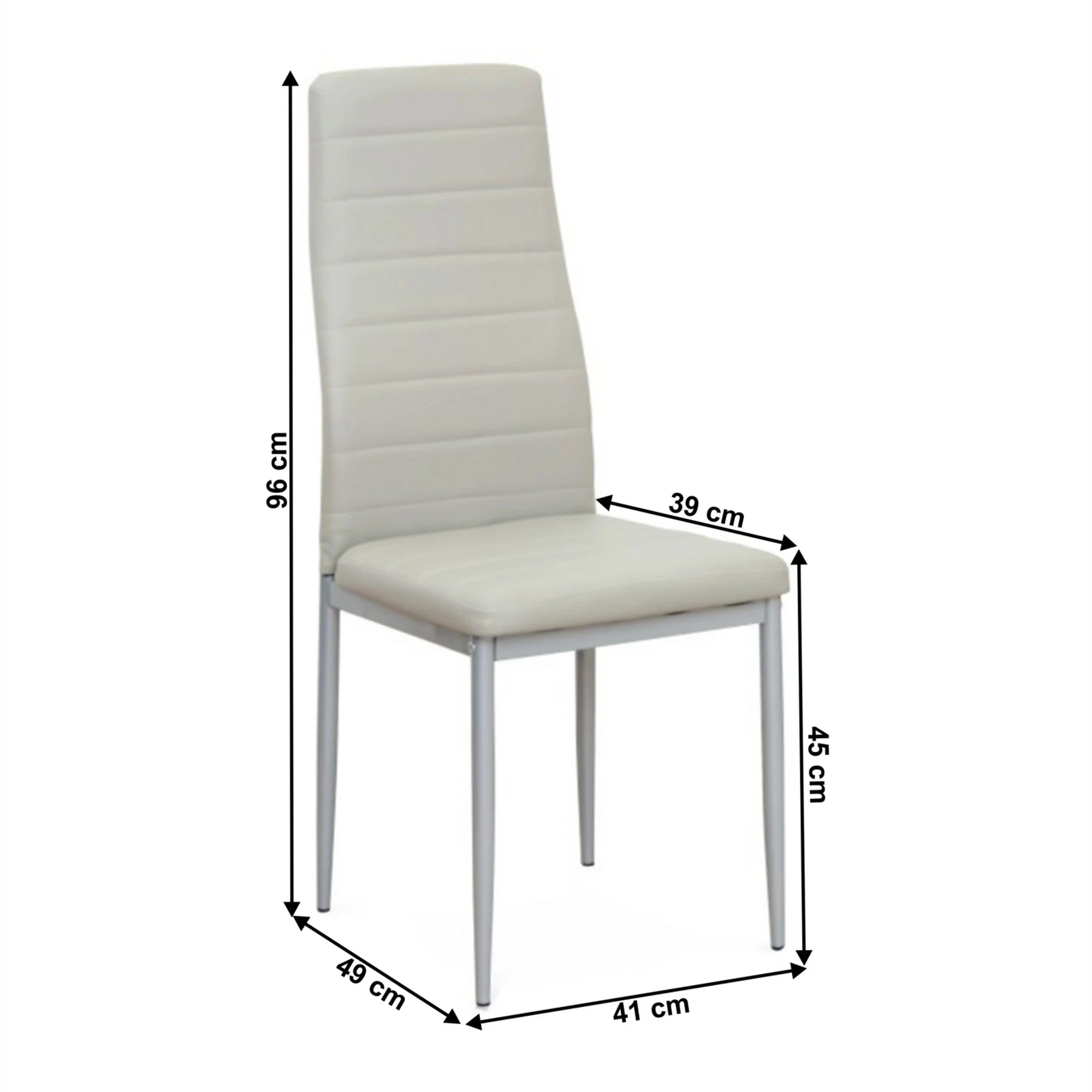 Scaun COLETA NOVA, gri, piele ecologica/metal, 41x49x96 cm