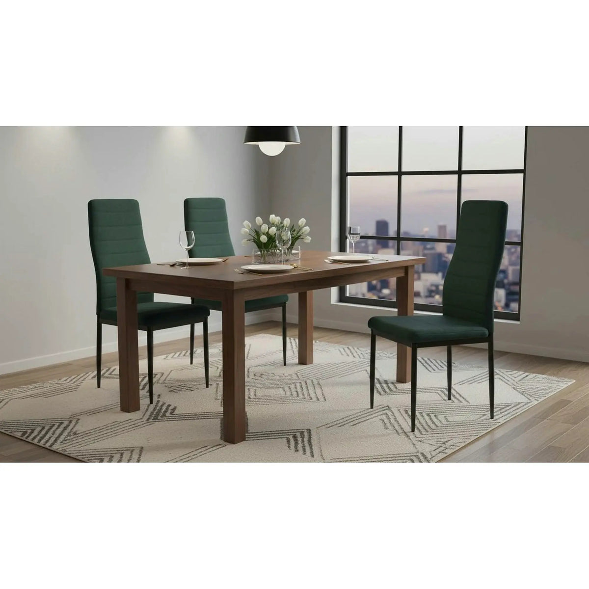 Scaun COLETA NOVA, smarald/negru, textil/metal, 41x49x96 cm