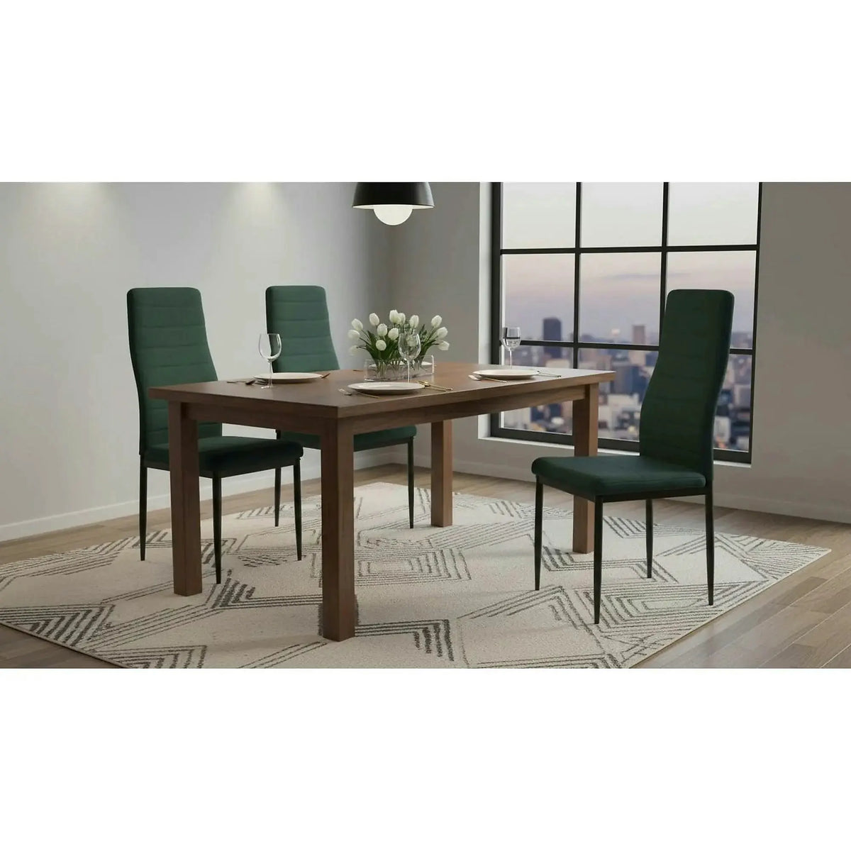 Scaun COLETA NOVA, smarald/negru, textil/metal, 41x49x96 cm