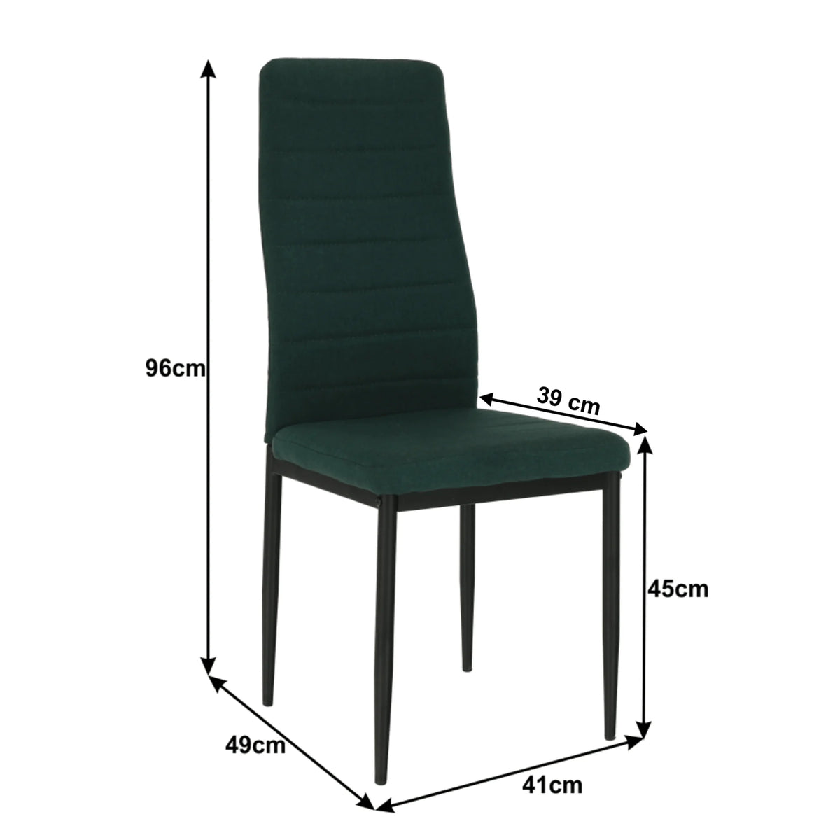 Scaun COLETA NOVA, smarald/negru, textil/metal, 41x49x96 cm