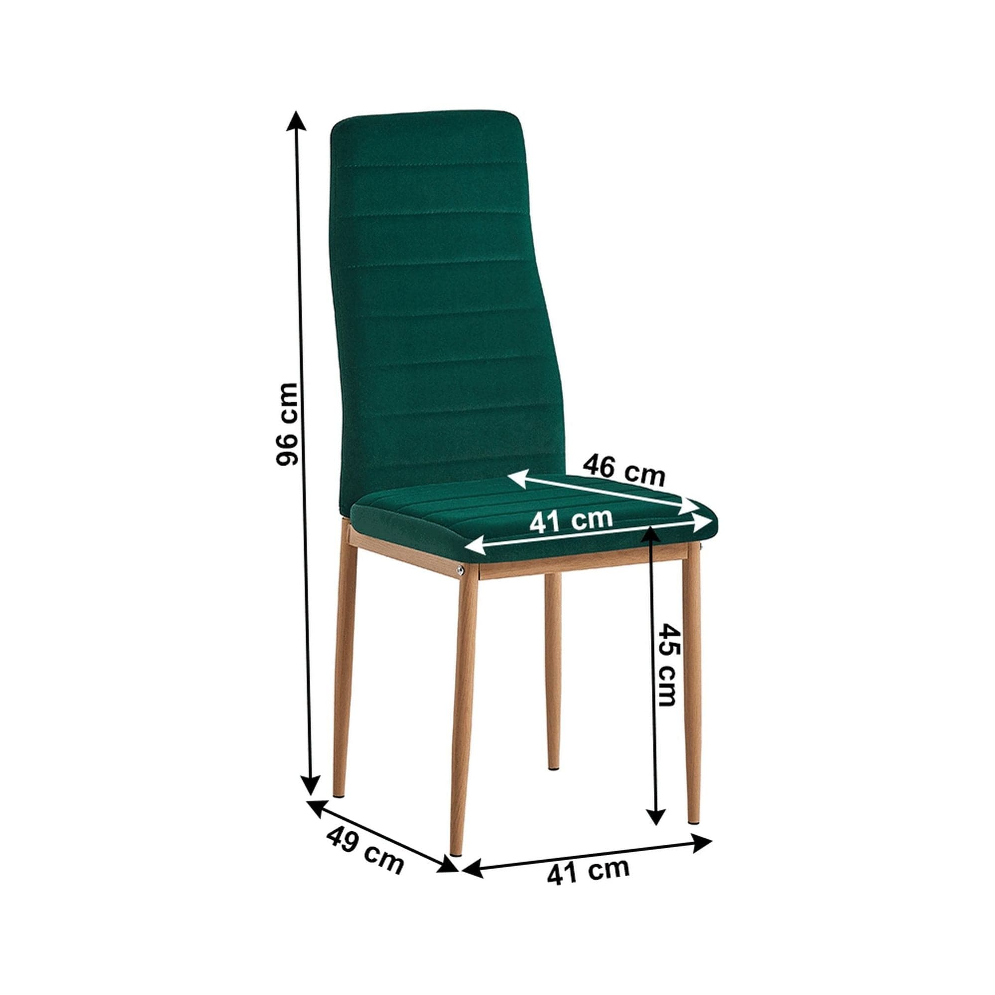 Scaun COLETA NOVA, verde smarald/stejar, stofa catifelata/metal, 41x49x96 cm