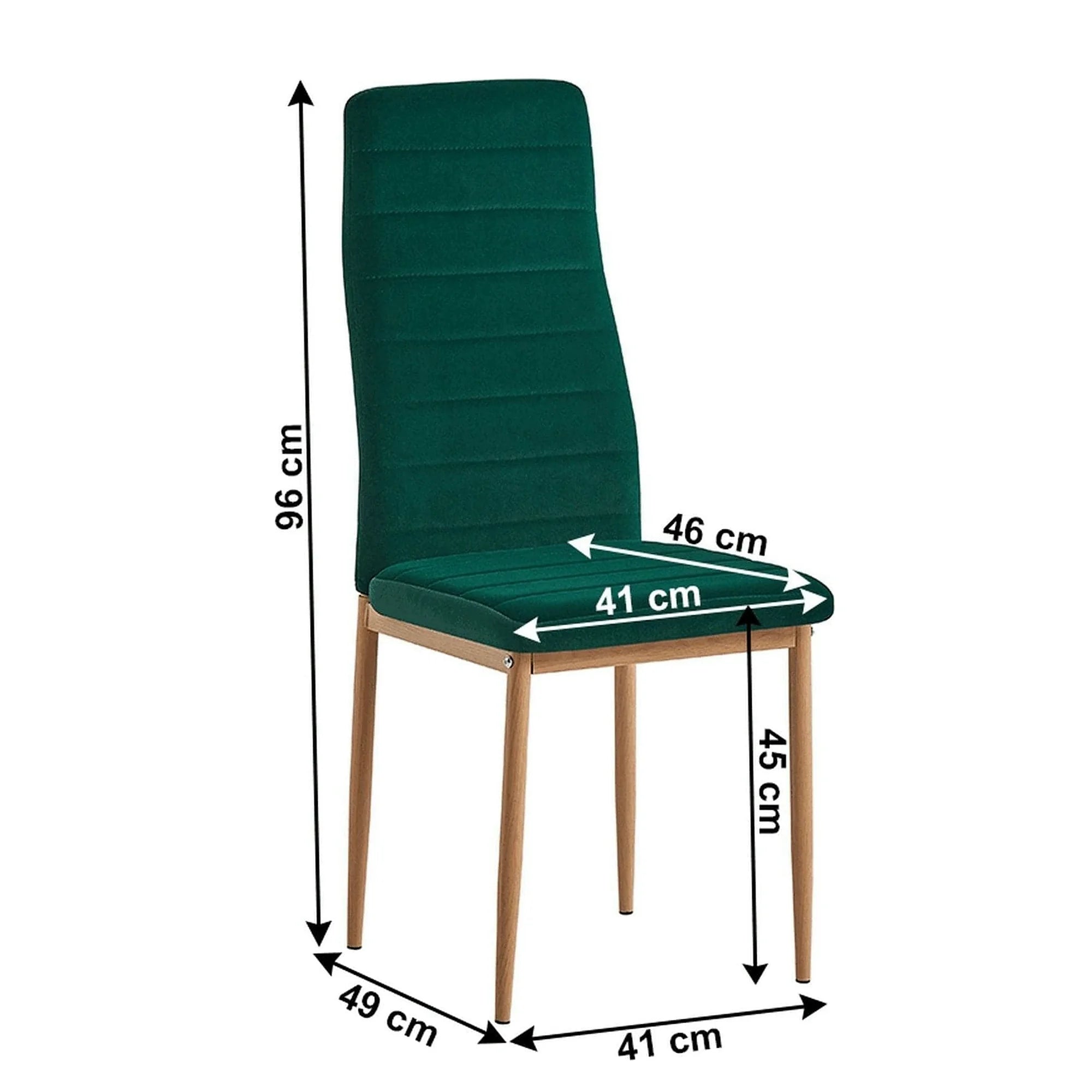 Scaun COLETA NOVA, verde smarald/stejar, stofa catifelata/metal, 41x49x96 cm