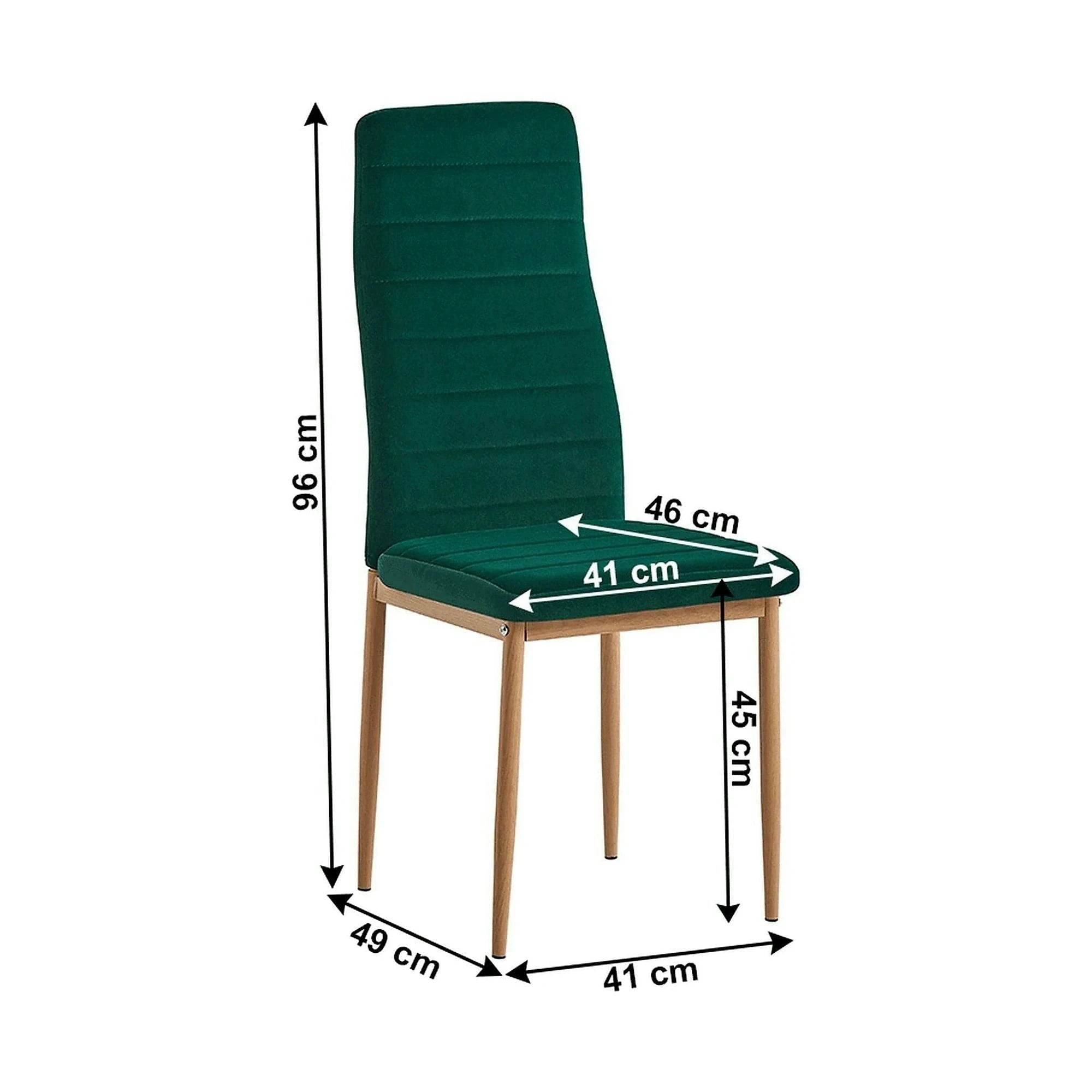 Scaun COLETA NOVA, verde smarald/stejar, stofa catifelata/metal, 41x49x96 cm