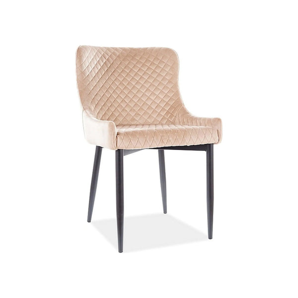 Scaun COLIN B, bej/negru, stofa catifelata/metal, 52x45x82 cm