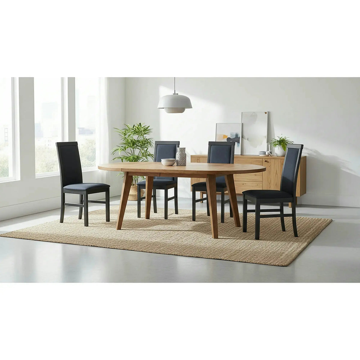 Scaun COMO, negru, stofa clasica/lemn, 43x51x92 cm