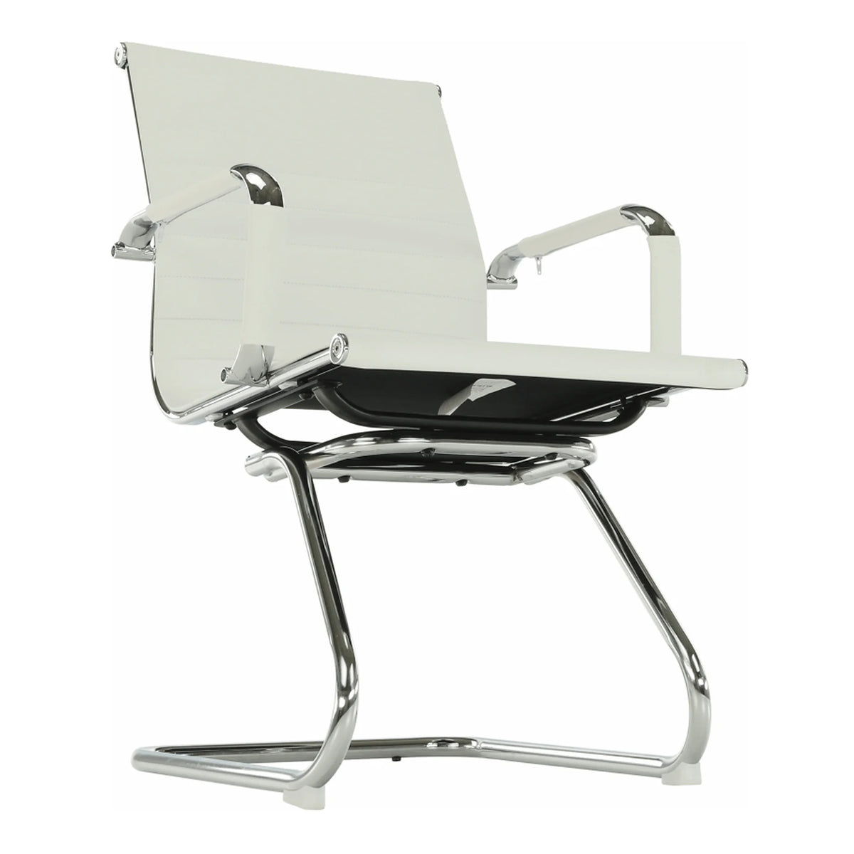Scaun conferinta AZURE 2 NEW TYP 2, piele ecologica/metal, alb, 54.5x62.5x90.5 cm