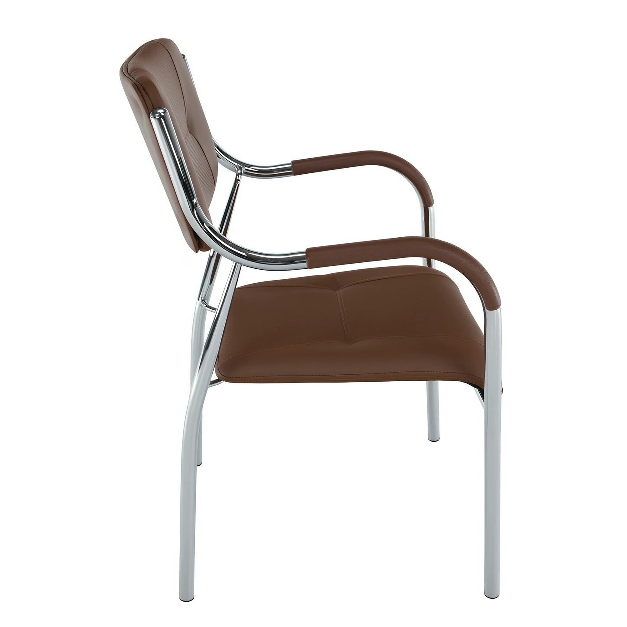 Scaun conferinta ILHAM, piele ecologica/metal, maro, 52x55x85 cm