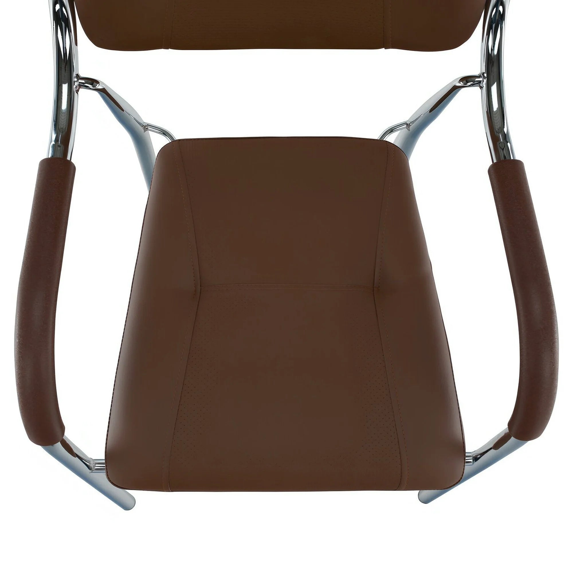 Scaun conferinta ILHAM, piele ecologica/metal, maro, 52x55x85 cm
