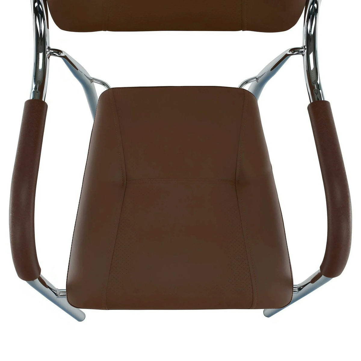 Scaun conferinta ILHAM, piele ecologica/metal, maro, 52x55x85 cm