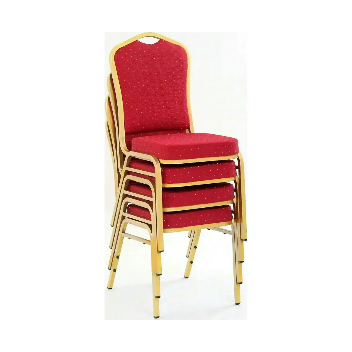 Scaun conferinta K66, rosu/auriu, stofa clasica/metal, 45X48X93 CM