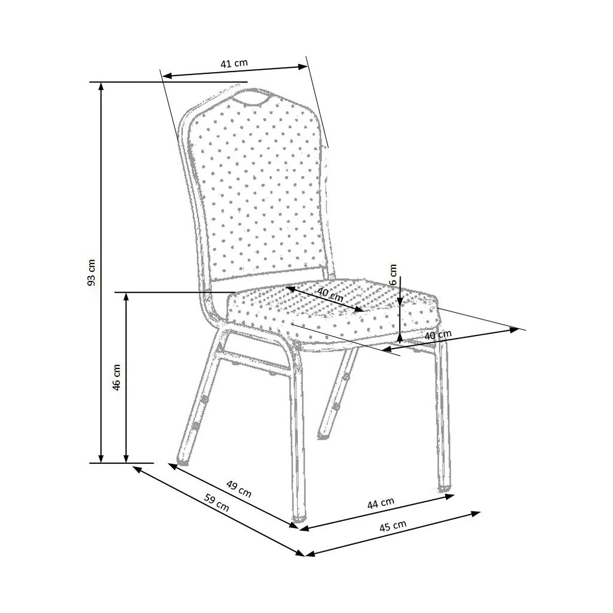Scaun conferinta K66, rosu/auriu, stofa clasica/metal, 45X48X93 CM