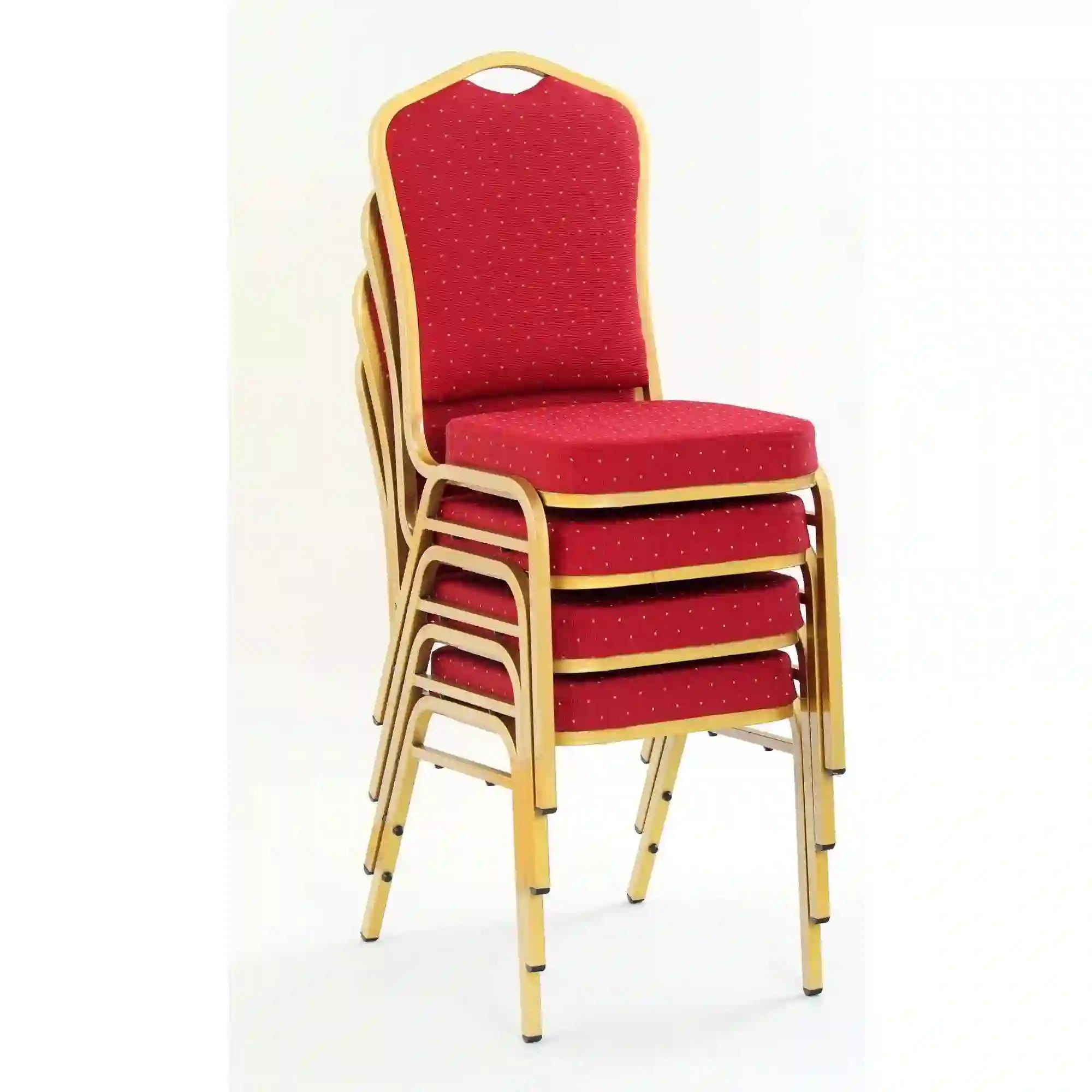 Scaun conferinta K66, rosu/auriu, stofa clasica/metal, 45X48X93 CM