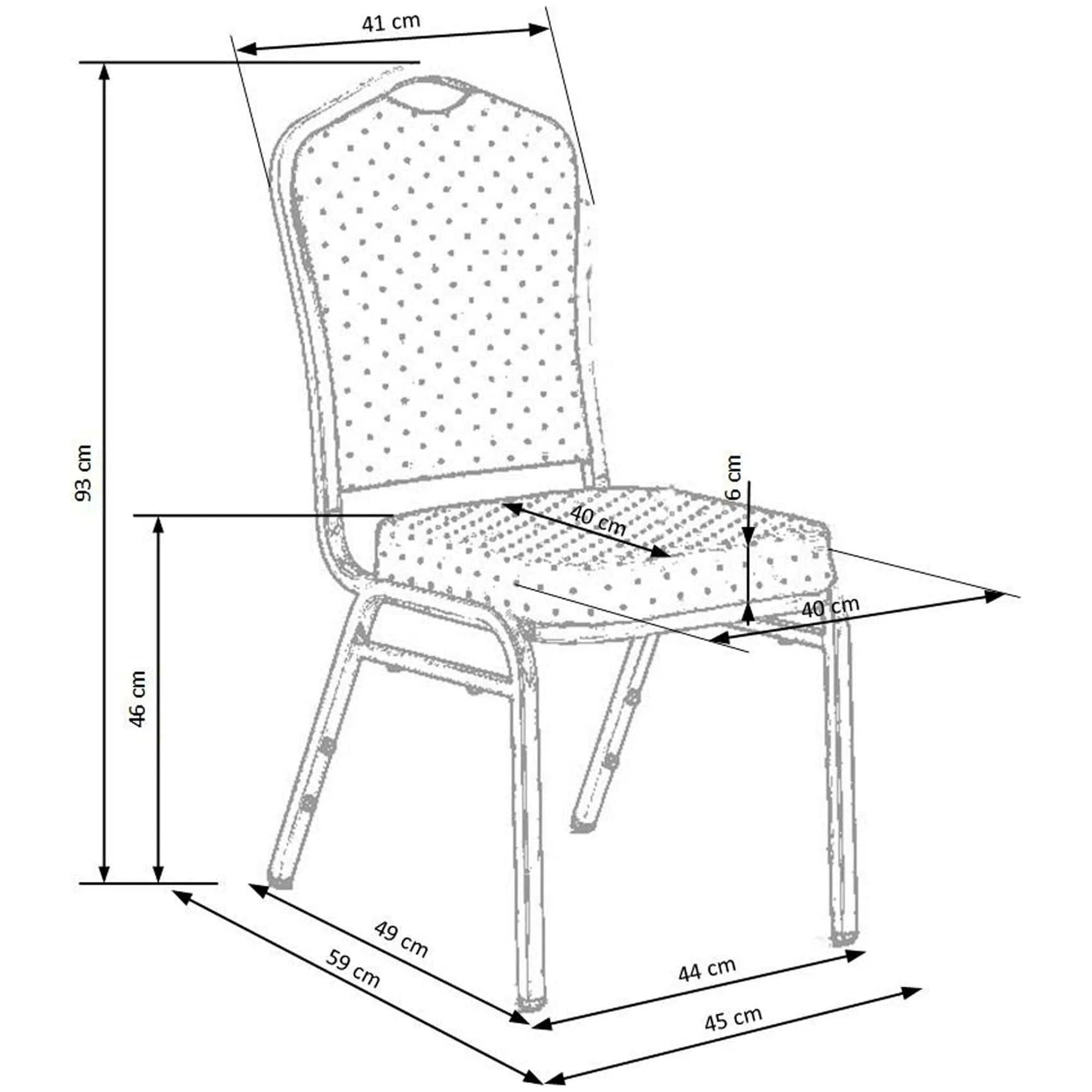 Scaun conferinta K66, rosu/auriu, stofa clasica/metal, 45X48X93 CM