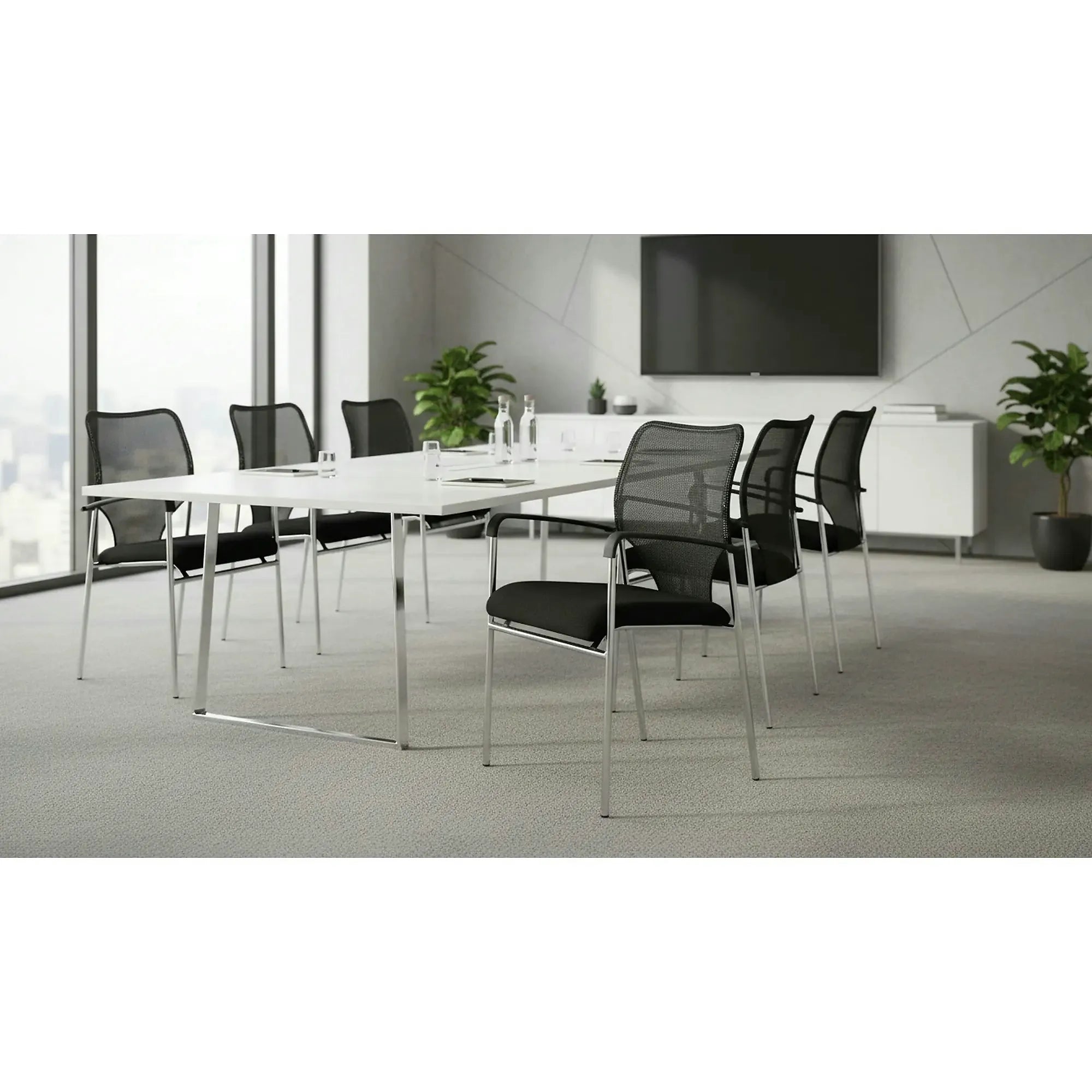 Scaun conferinta UMUT, negru/crom, plasa/metal, 54x56x82 cm