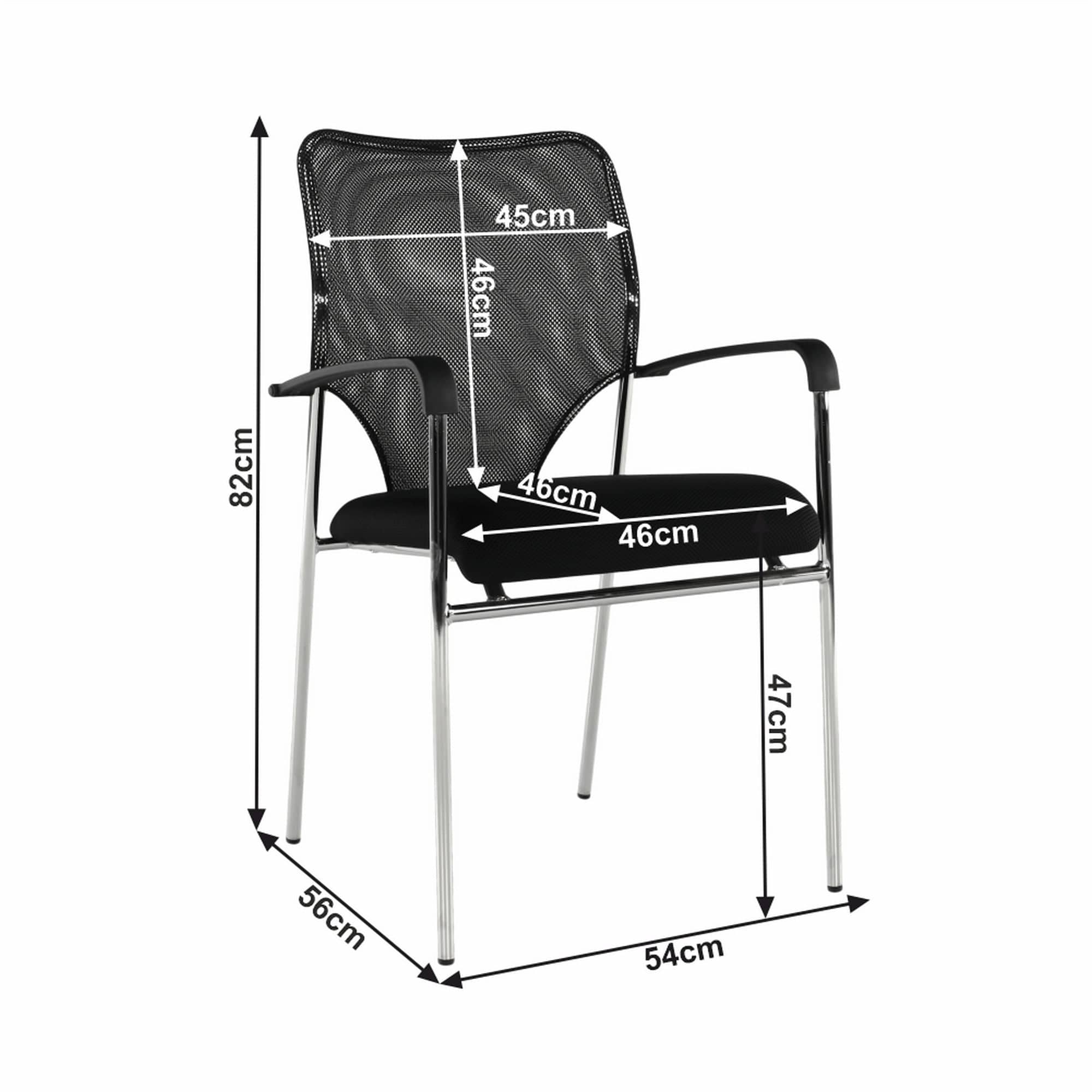 Scaun conferinta UMUT, negru/crom, plasa/metal, 54x56x82 cm