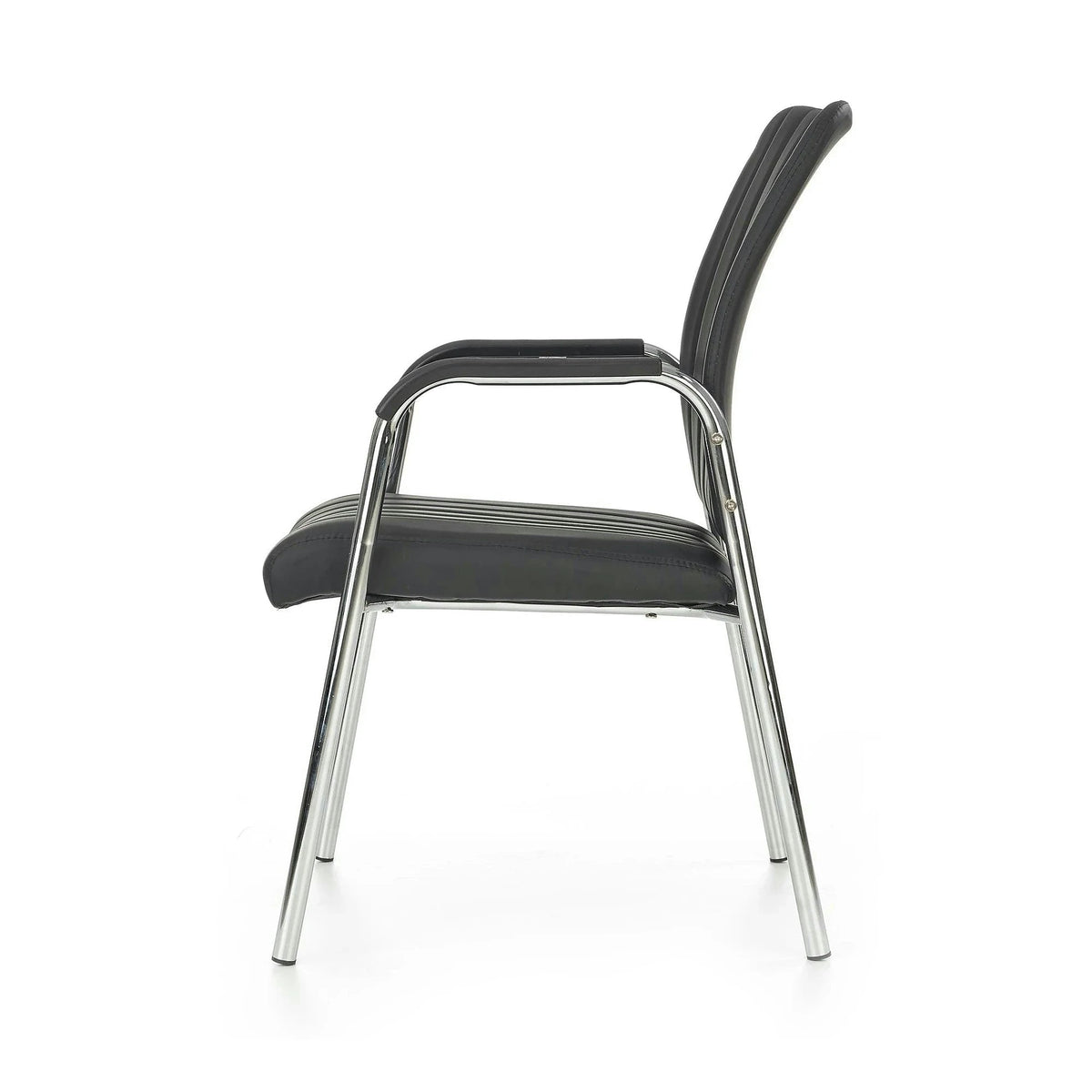 Scaun conferinta VIGOR, negru, piele ecologica/metal, 53x58x92 cm