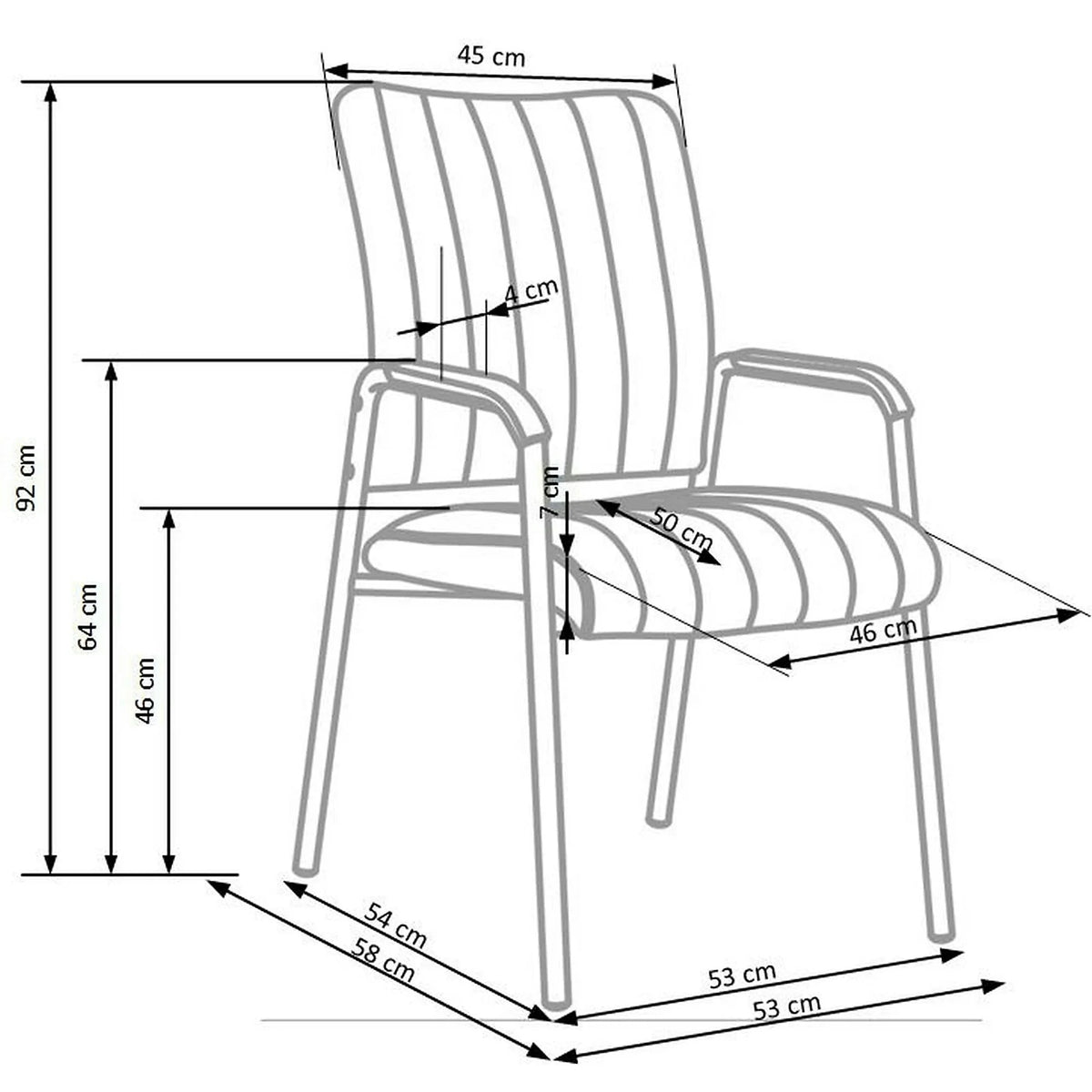 Scaun conferinta VIGOR, negru, piele ecologica/metal, 53x58x92 cm