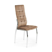 Scaun cromat bucatarie K416, bej, stofa catifelata, 43x54x101 cm