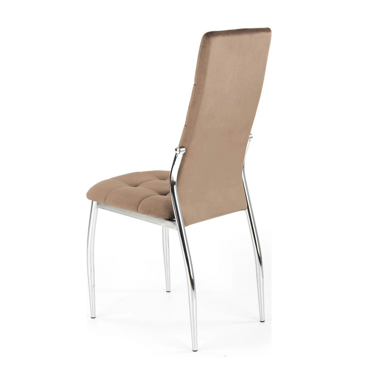 Scaun cromat bucatarie K416, bej, stofa catifelata, 43x54x101 cm