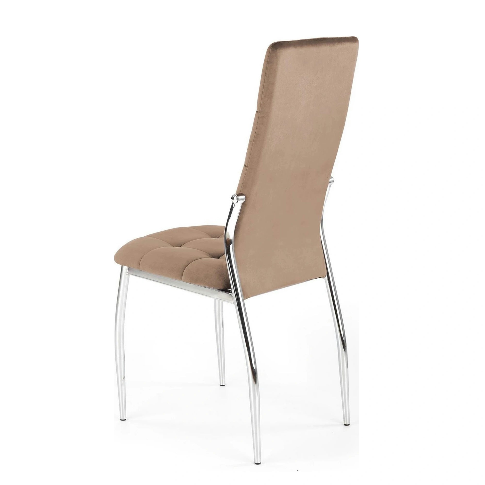 Scaun cromat bucatarie K416, bej, stofa catifelata, 43x54x101 cm