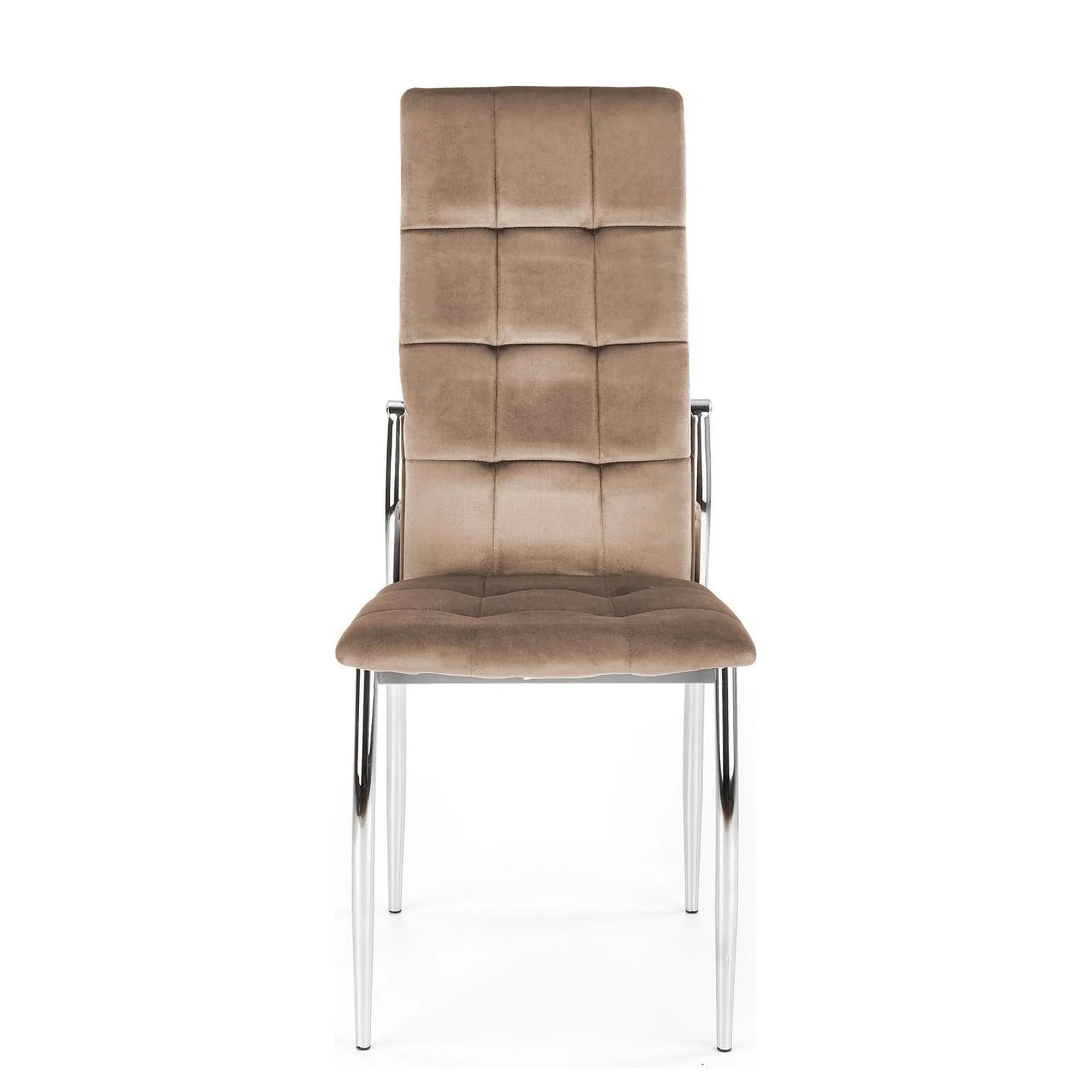 Scaun cromat bucatarie K416, bej, stofa catifelata, 43x54x101 cm