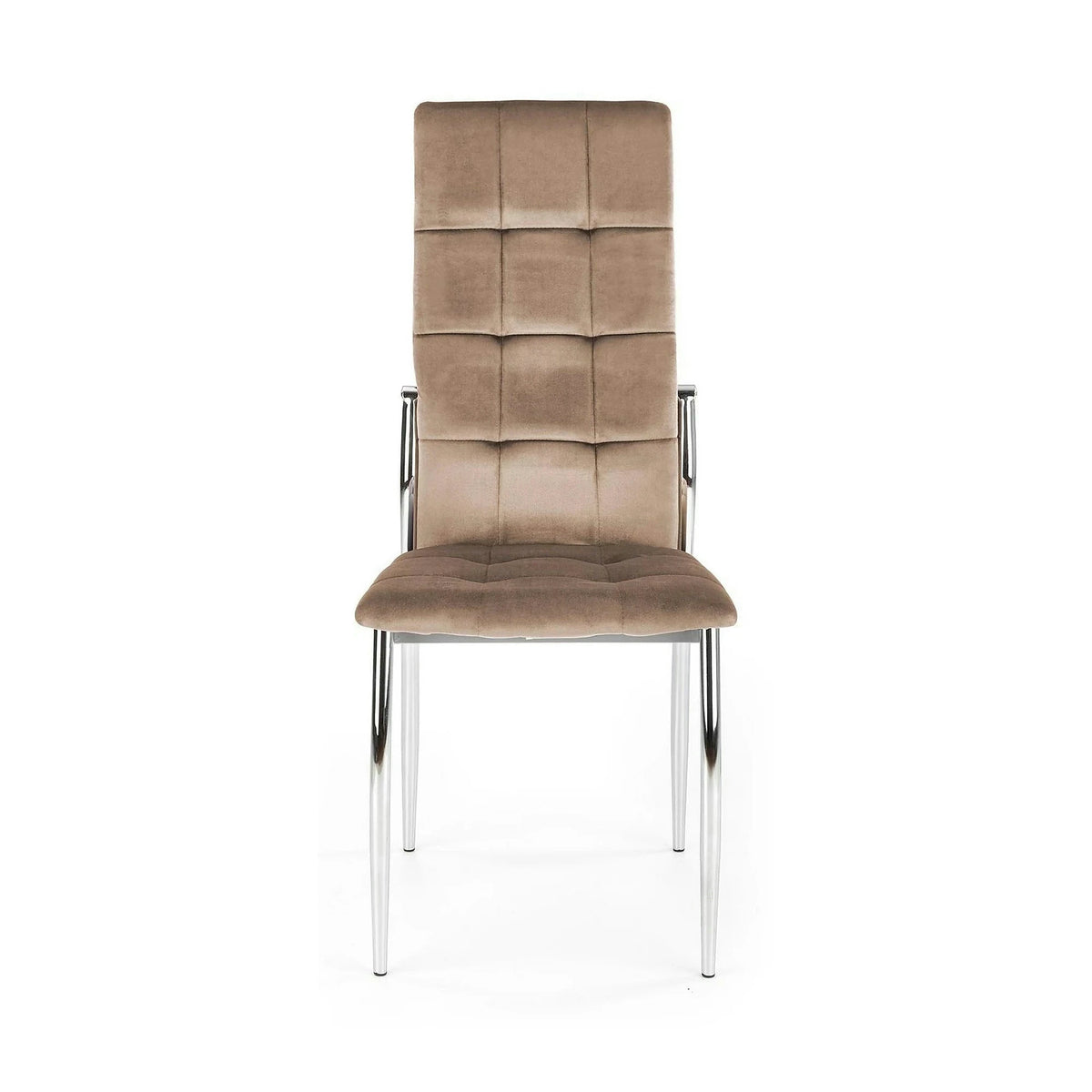 Scaun cromat bucatarie K416, bej, stofa catifelata, 43x54x101 cm
