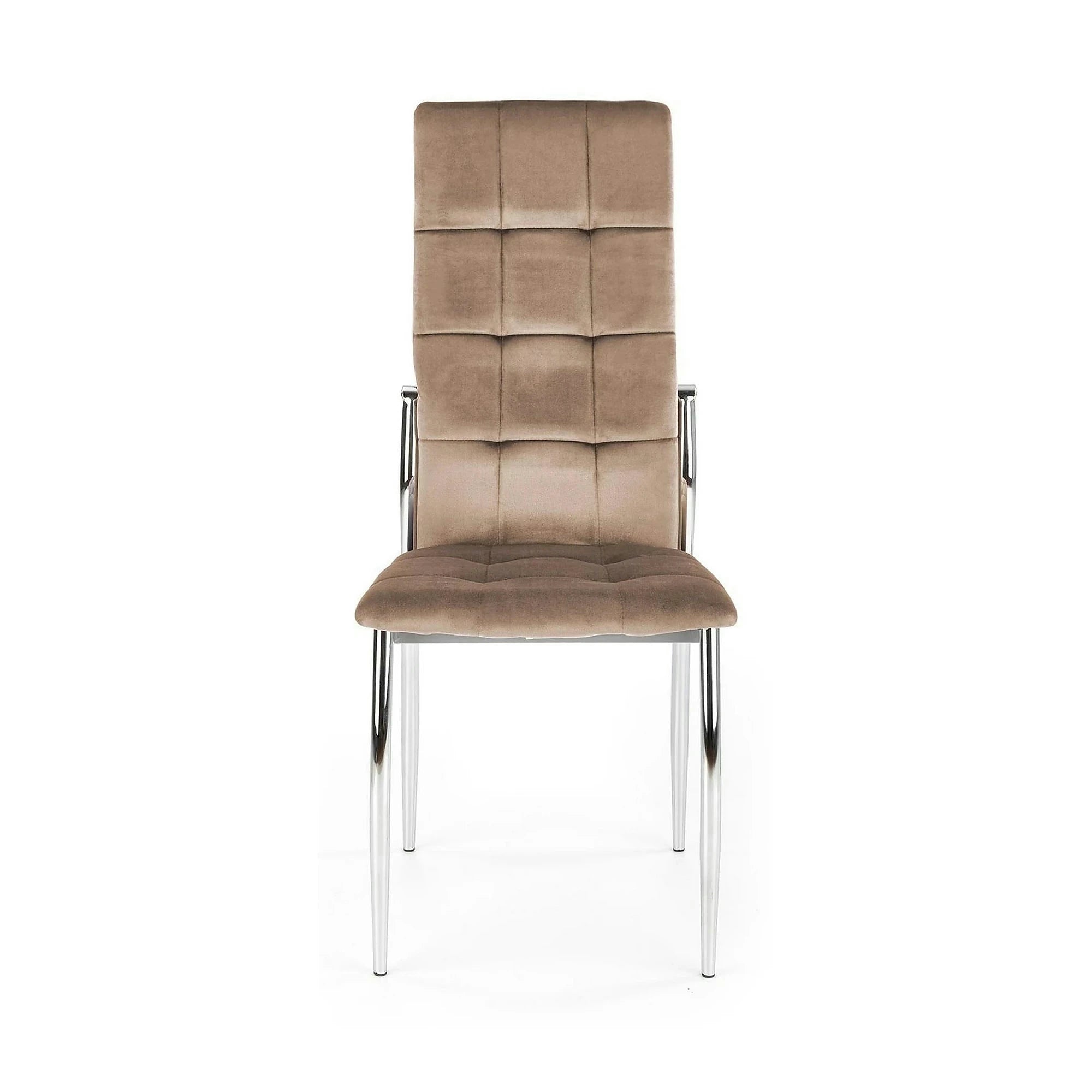 Scaun cromat bucatarie K416, bej, stofa catifelata, 43x54x101 cm