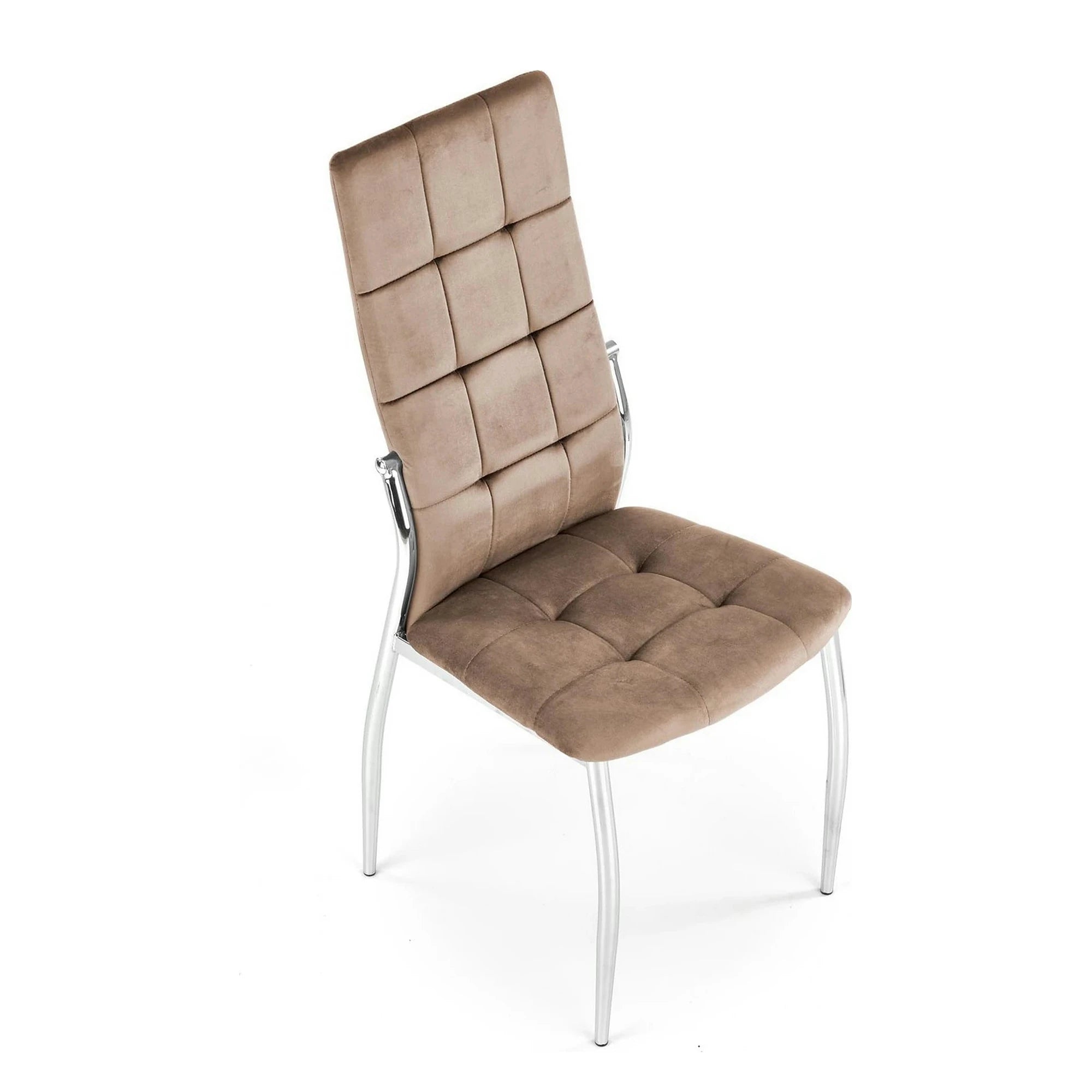 Scaun cromat bucatarie K416, bej, stofa catifelata, 43x54x101 cm