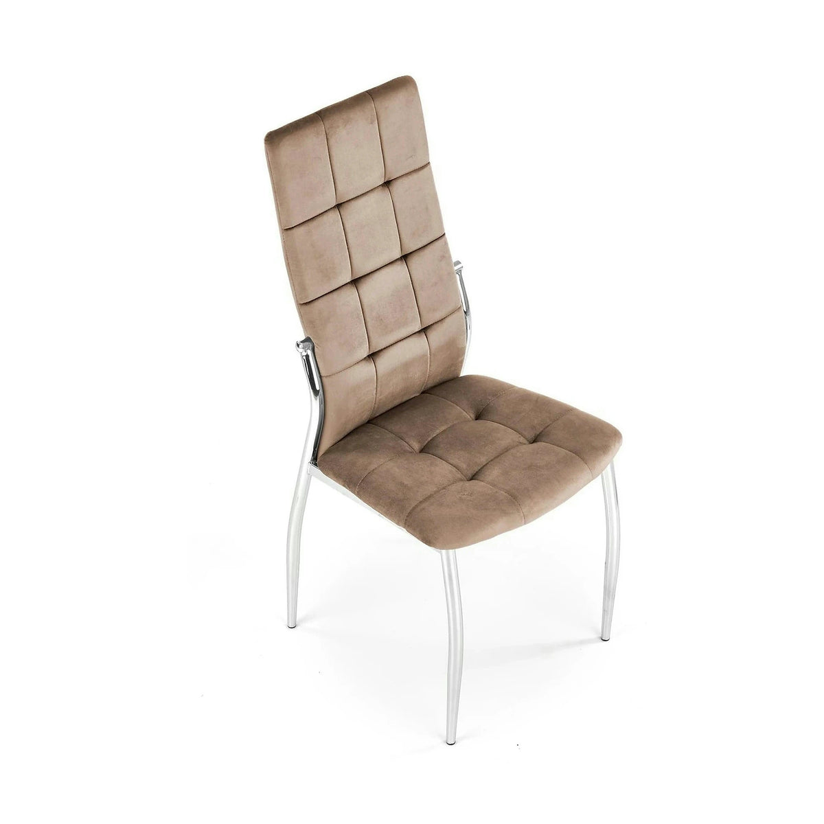 Scaun cromat bucatarie K416, bej, stofa catifelata, 43x54x101 cm