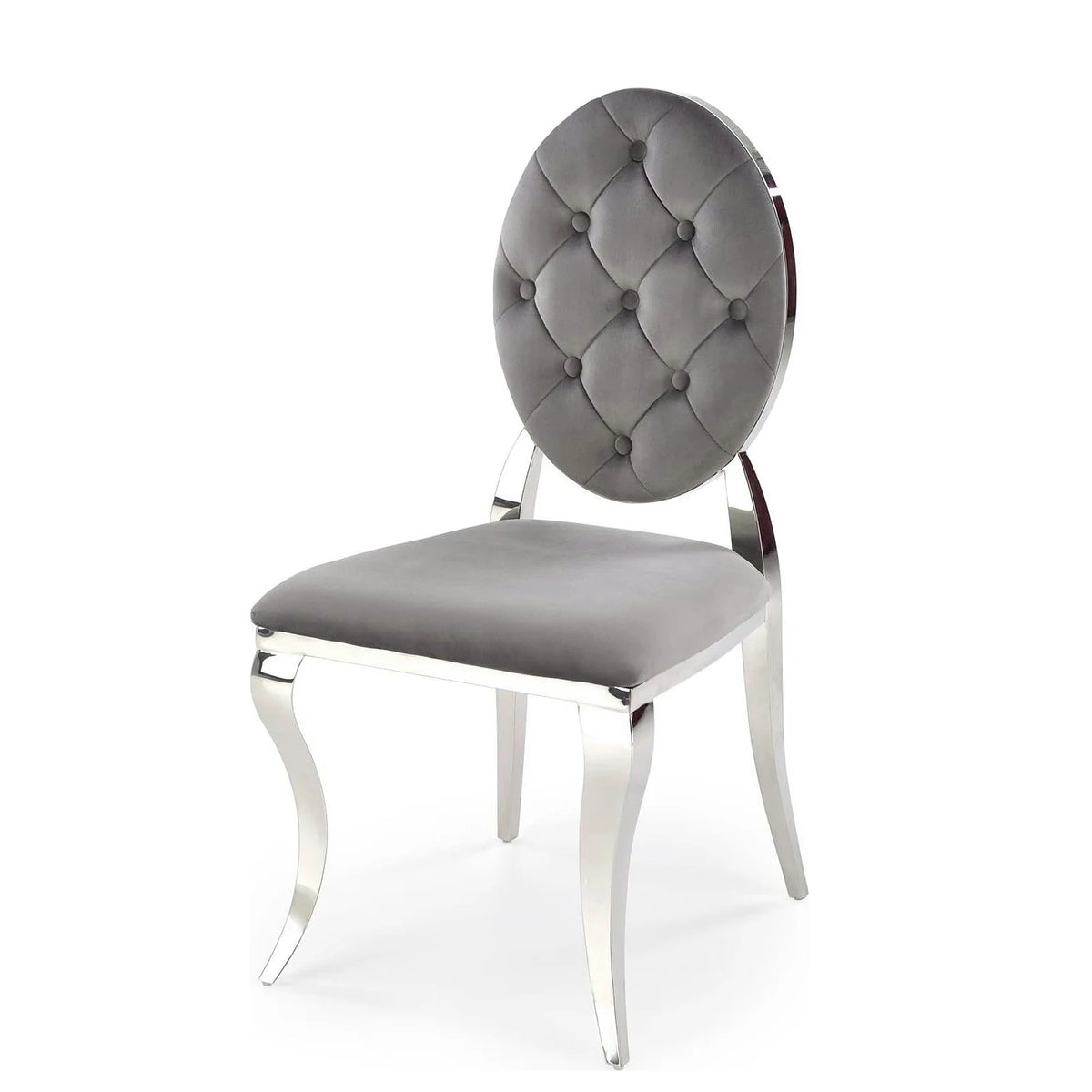 Scaun cromat K555, gri/argintiu, stofa catifelata/metal, 48x52x96 cm