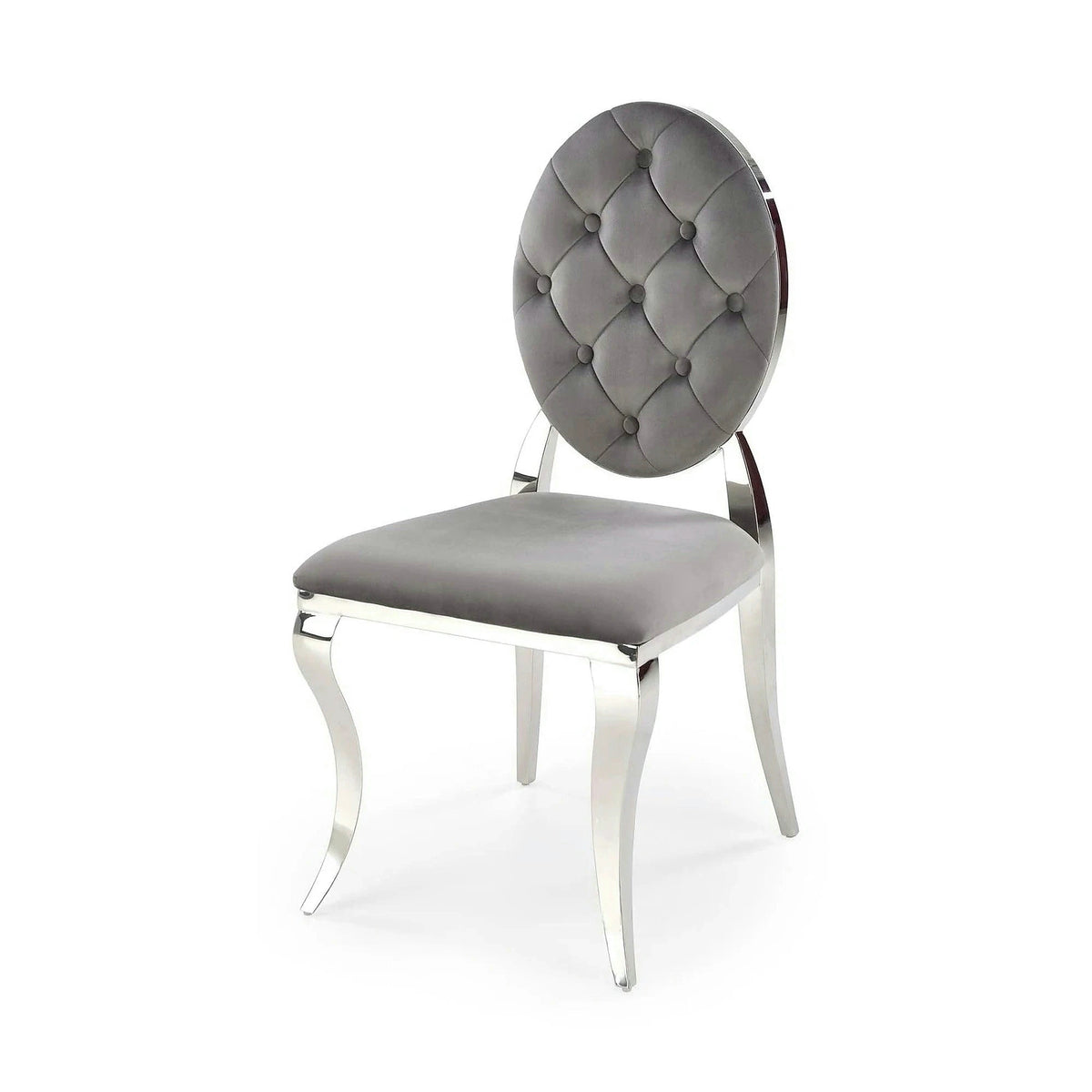 Scaun cromat K555, gri/argintiu, stofa catifelata/metal, 48x52x96 cm