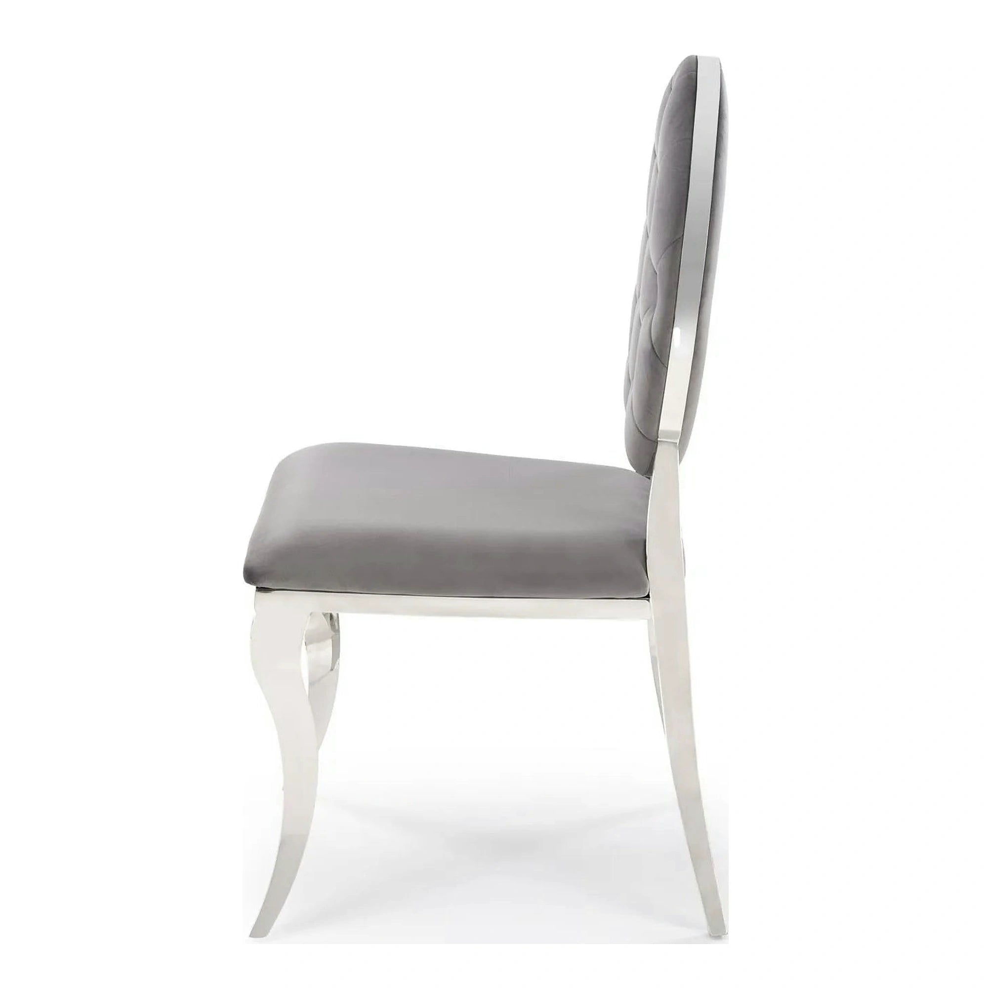 Scaun cromat K555, gri/argintiu, stofa catifelata/metal, 48x52x96 cm