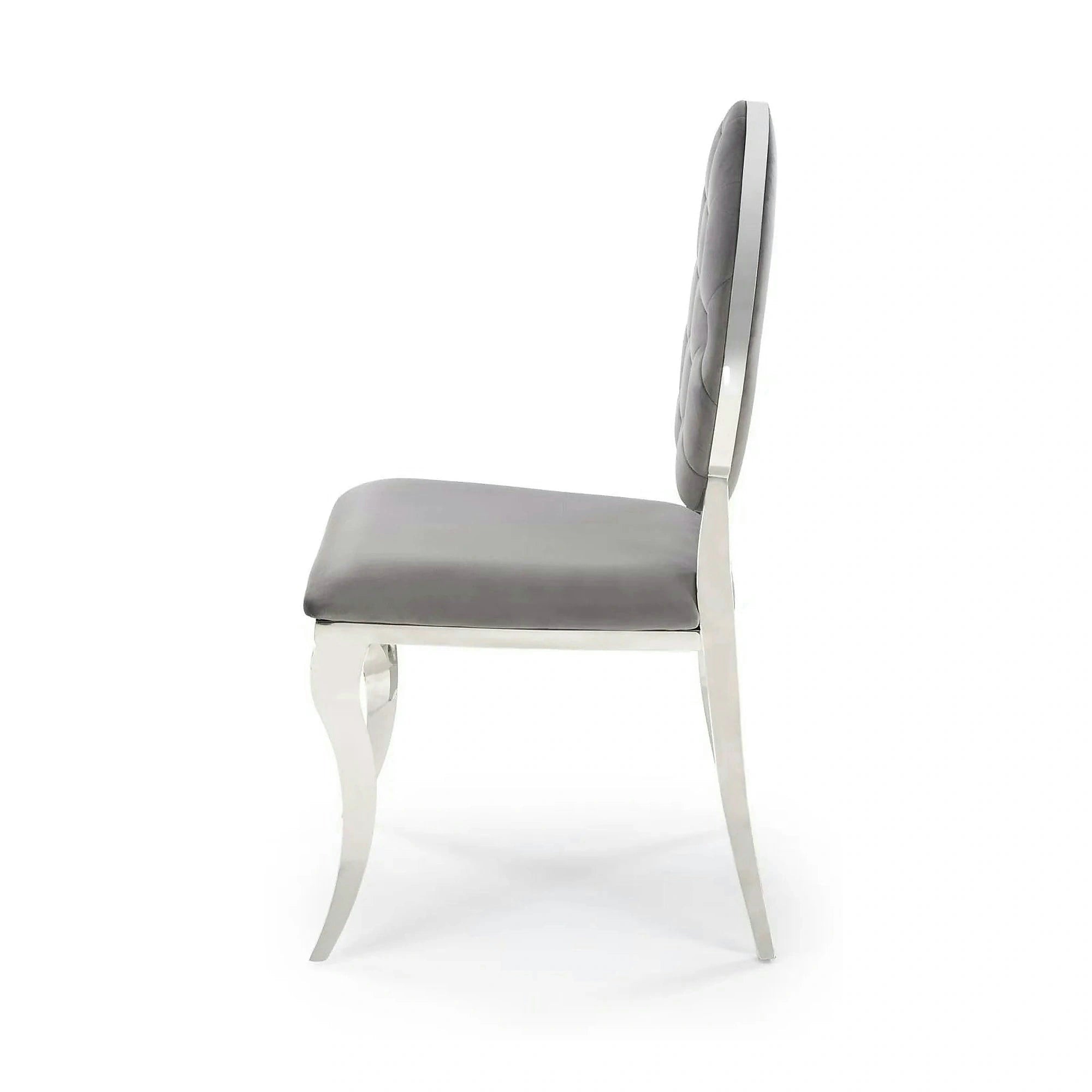 Scaun cromat K555, gri/argintiu, stofa catifelata/metal, 48x52x96 cm