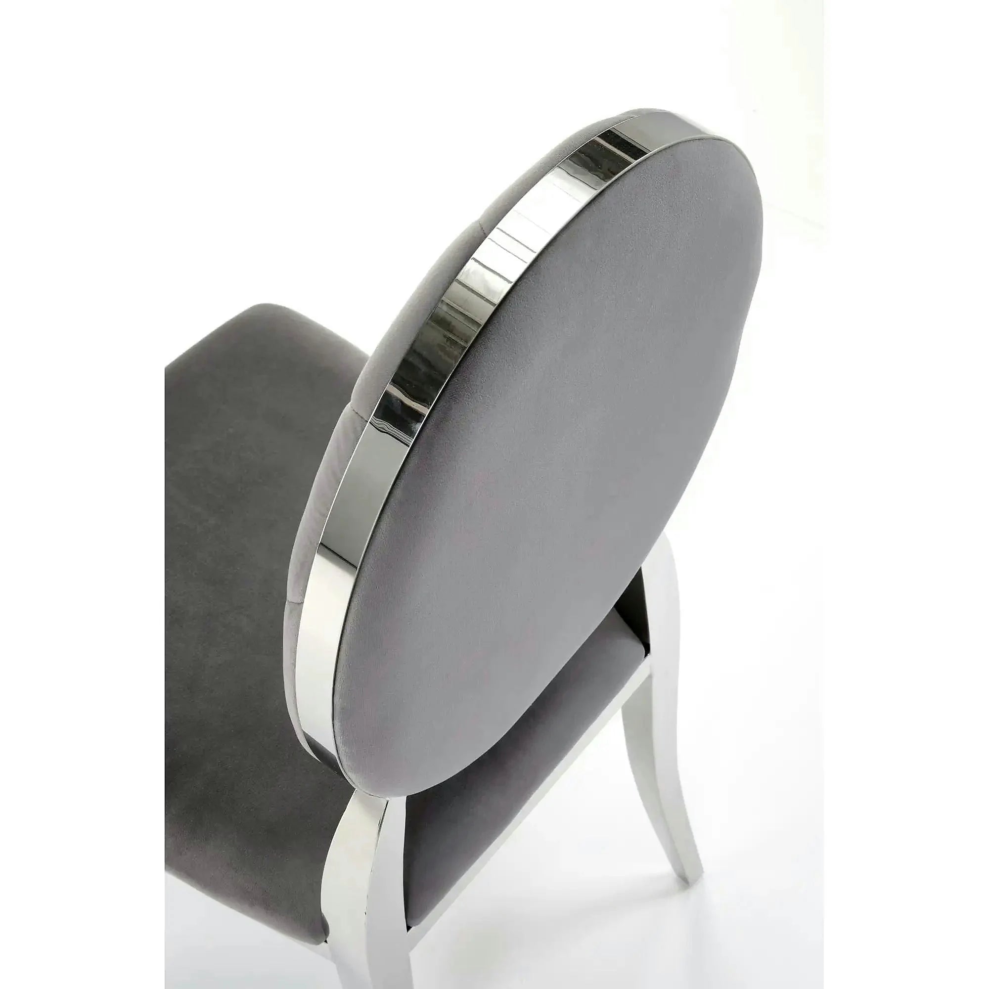 Scaun cromat K555, gri/argintiu, stofa catifelata/metal, 48x52x96 cm