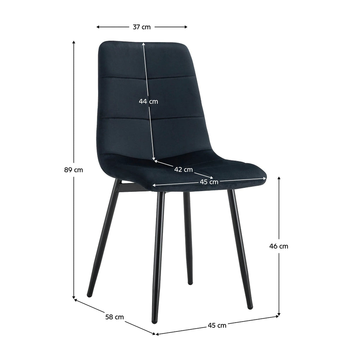 Scaun DAMIA TIP 1, negru, stofa catifelata/metal, 45x58x89 cm
