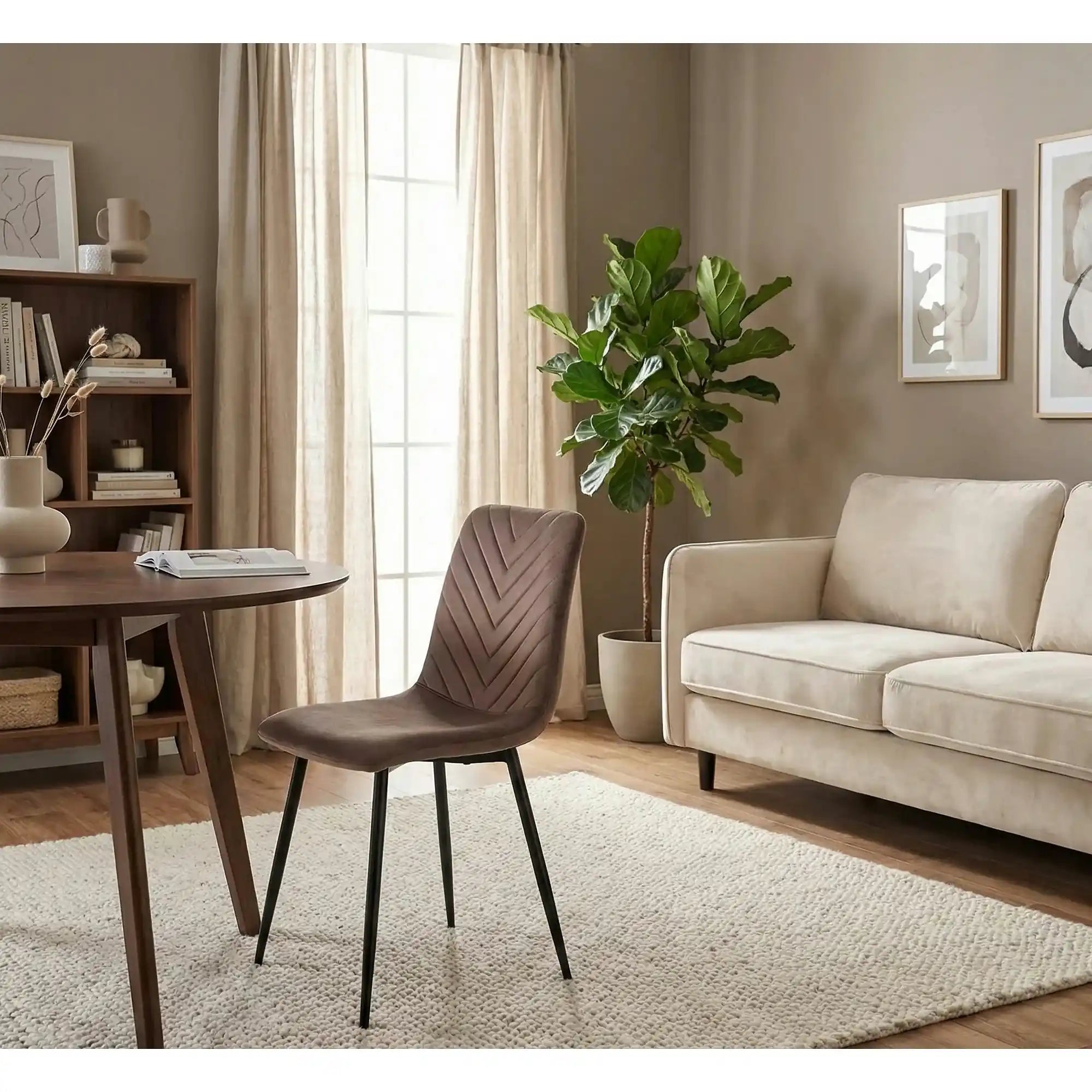 Scaun DAREN, cappuccino - Bluvel 38, stofa catifelata/metal, 45x39x91 cm