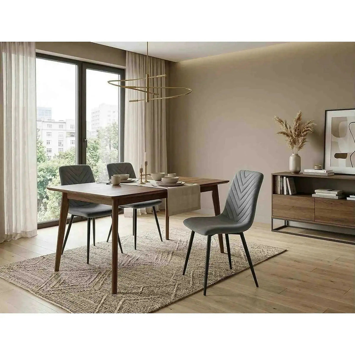 Scaun DAREN, gri - Bluvel 14, stofa catifelata/metal, 45x39x91 cm