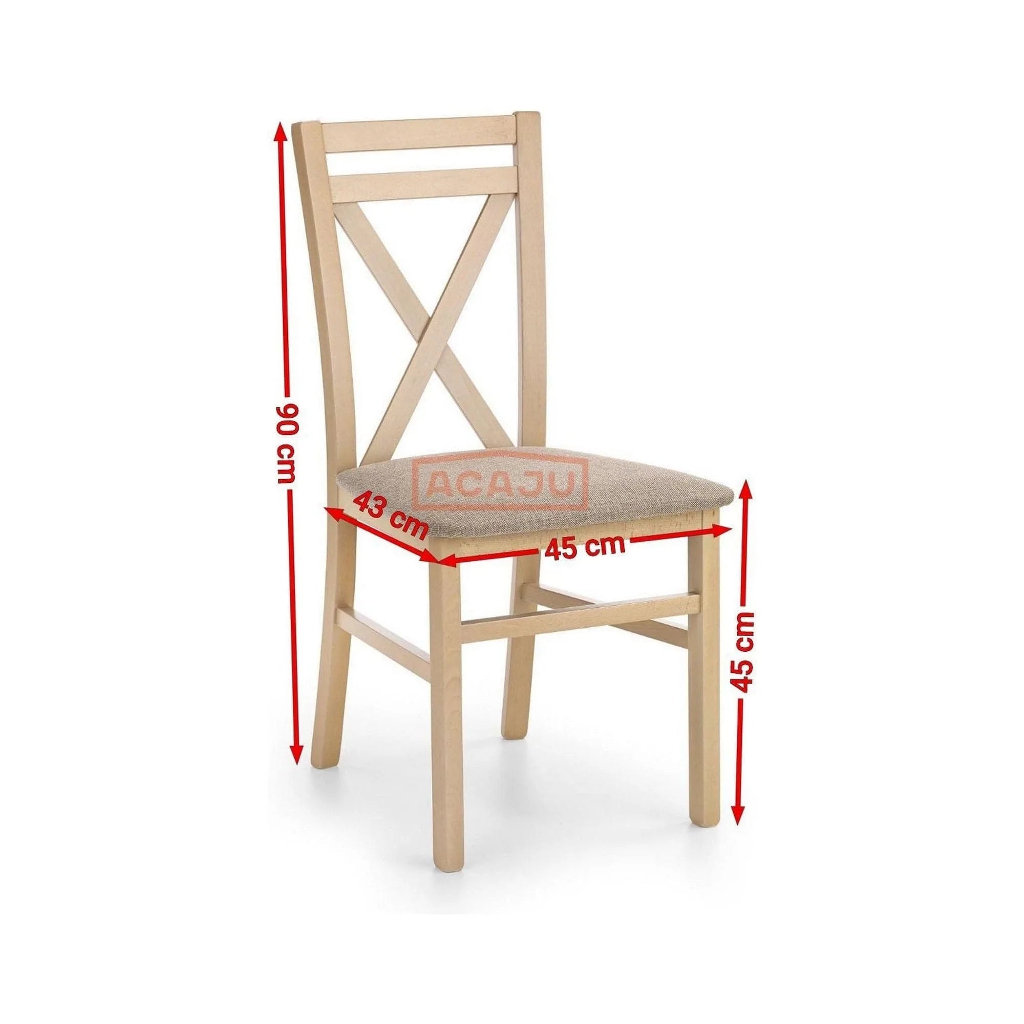 Scaun Dariusz, bej/stejar sonoma, stofa clasica/lemn, 45X43X90 cm