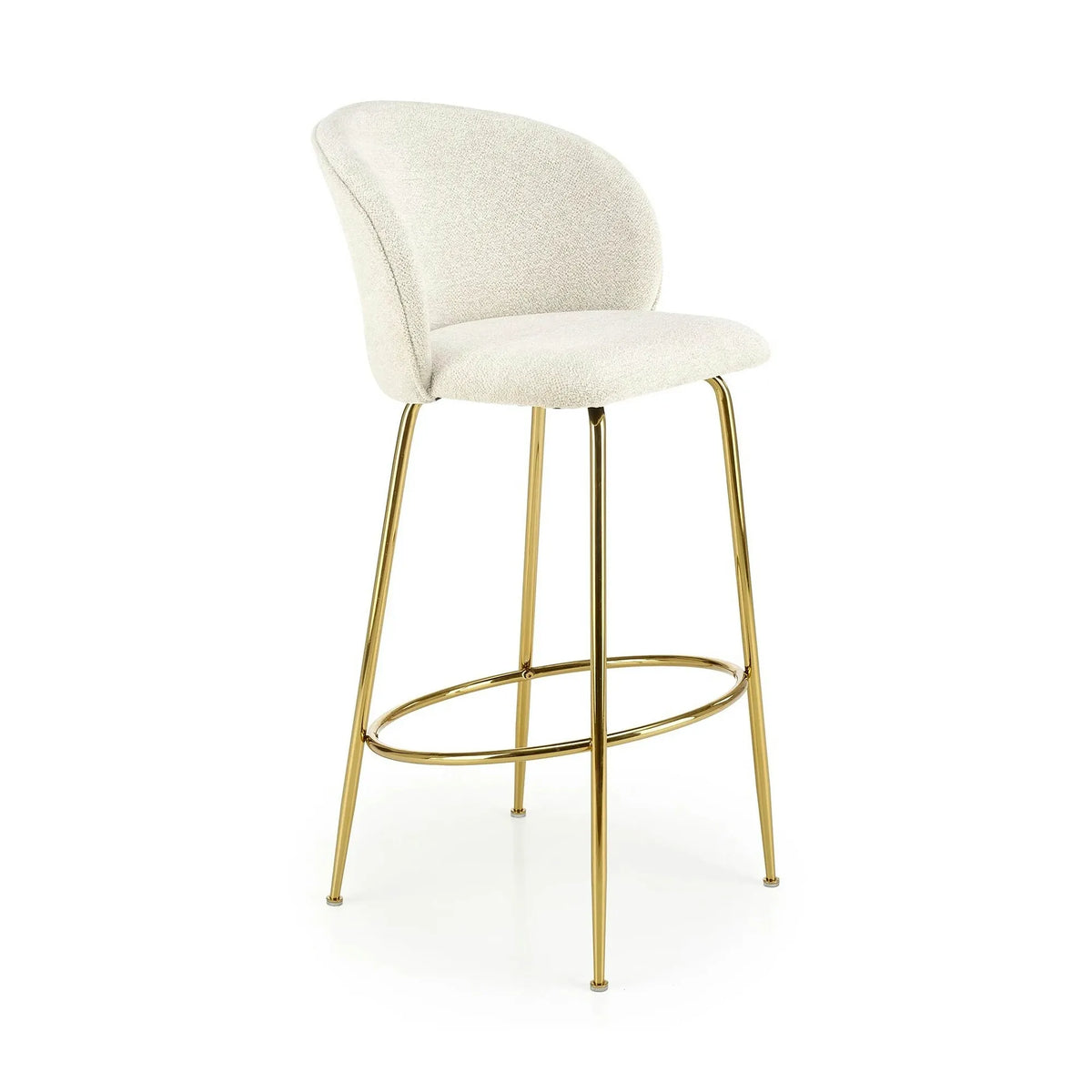 Scaun de bar auriu H116, stofa bucle/otel, 50x59x101 cm